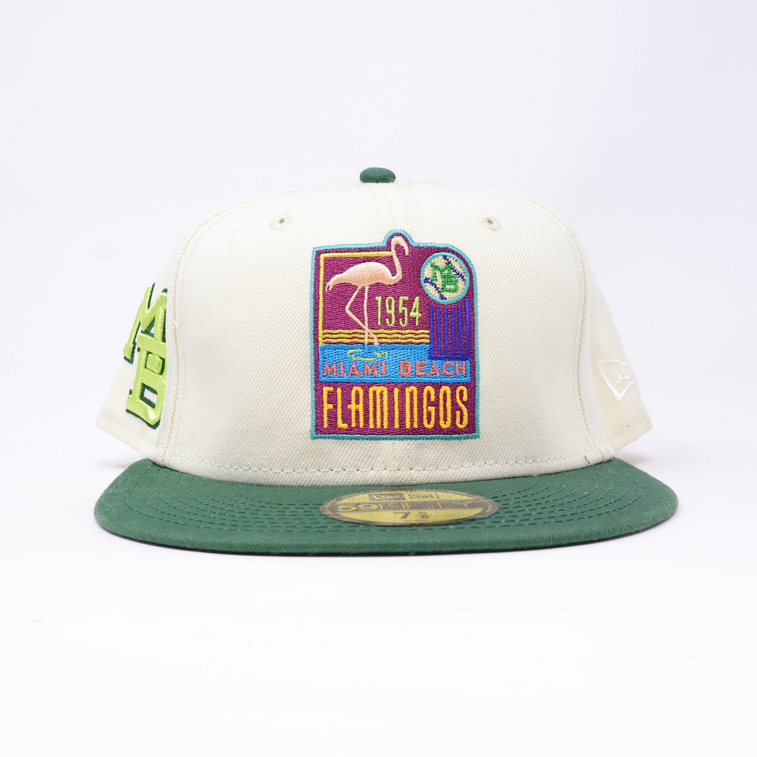 NWT 5/8 Chrome Miami Beach Flamingos 59fifty New Era Fitted Hat Cap