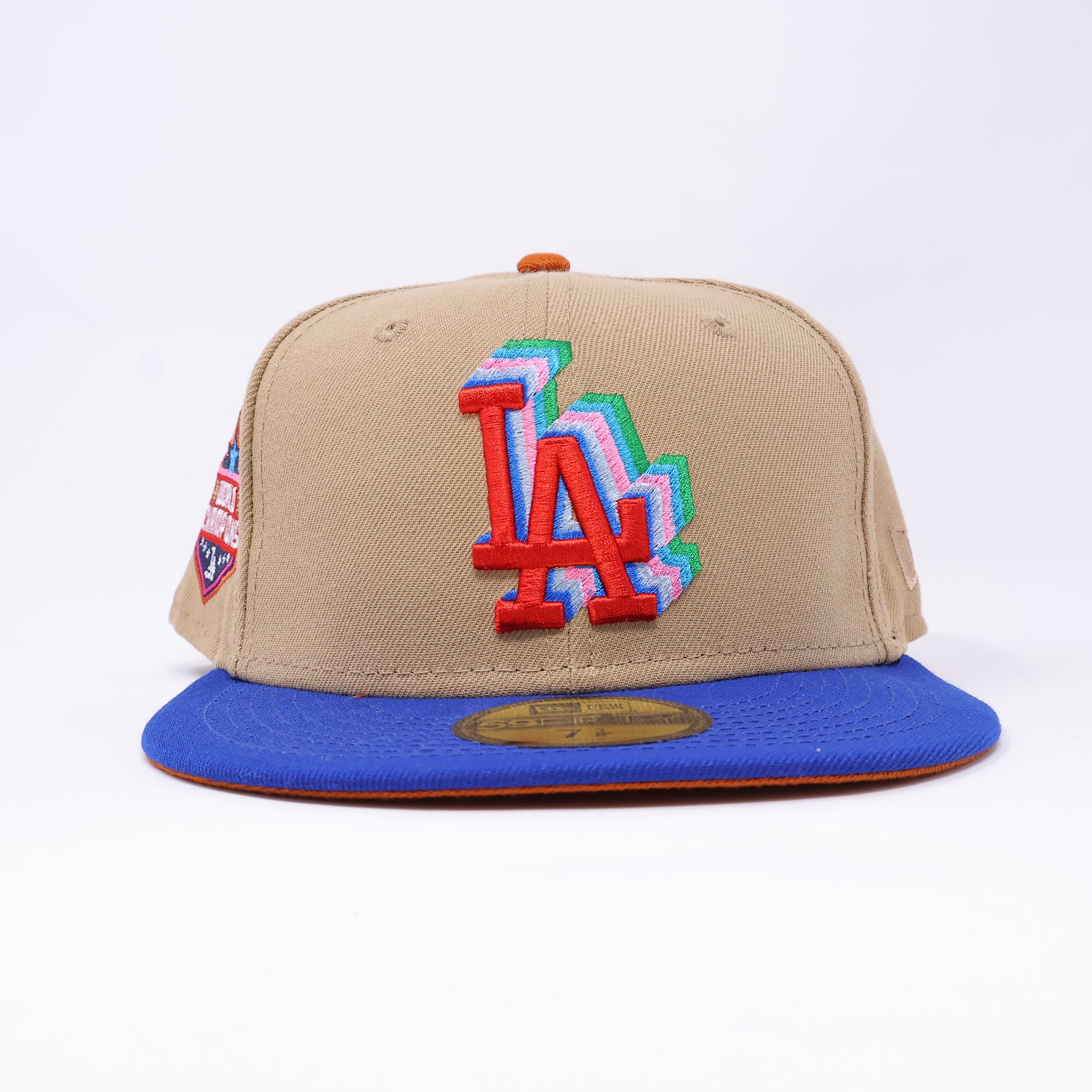 NWT 3/8 Khaki Los Angeles Dodgers 20 World Champions 59fifty New Era Fitted Hat Cap