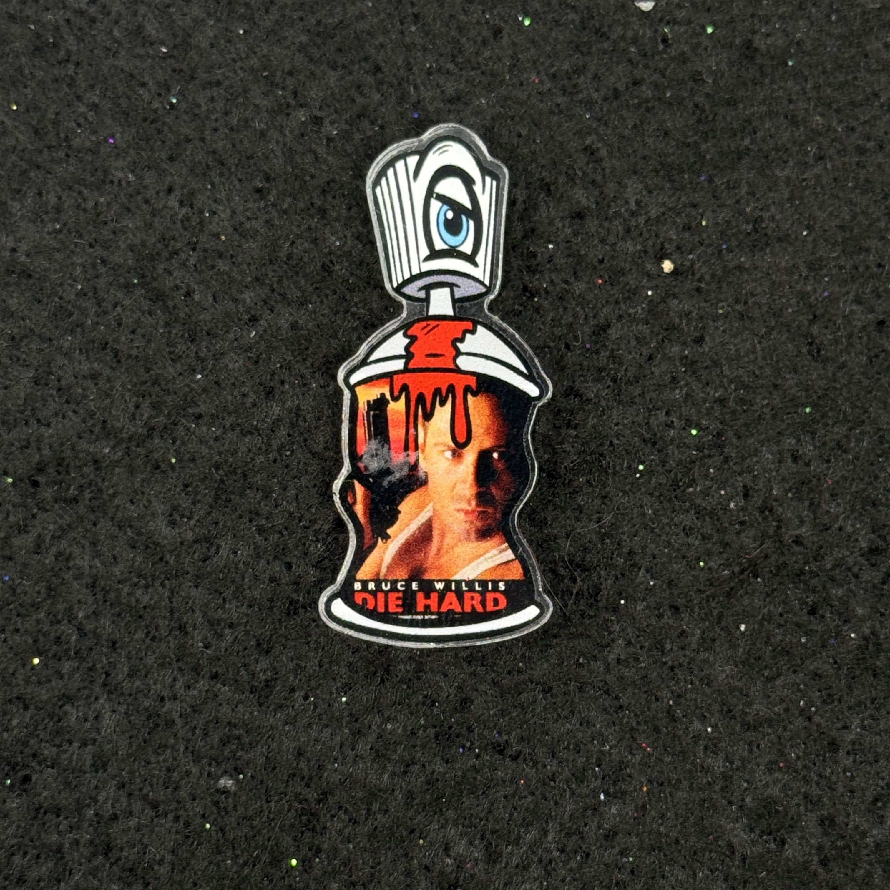 Die Hard Movie Spray Paint Can Acrylic Graphic Pin