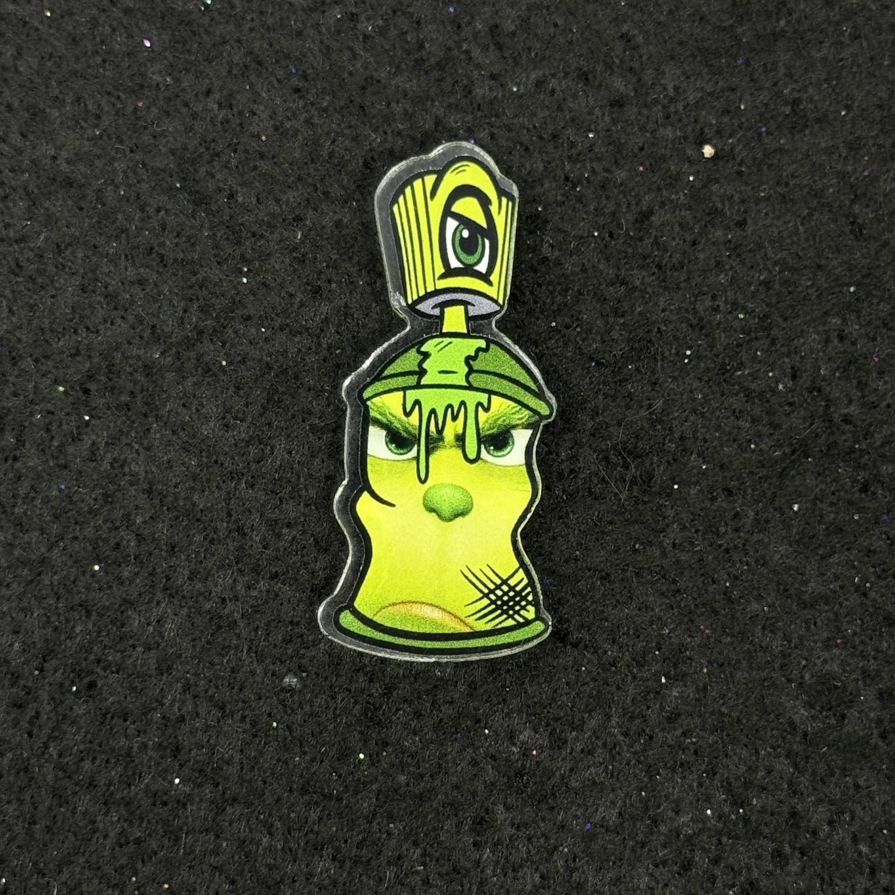 Grinch Movie Spray Paint Can Acrylic Graphic Pin