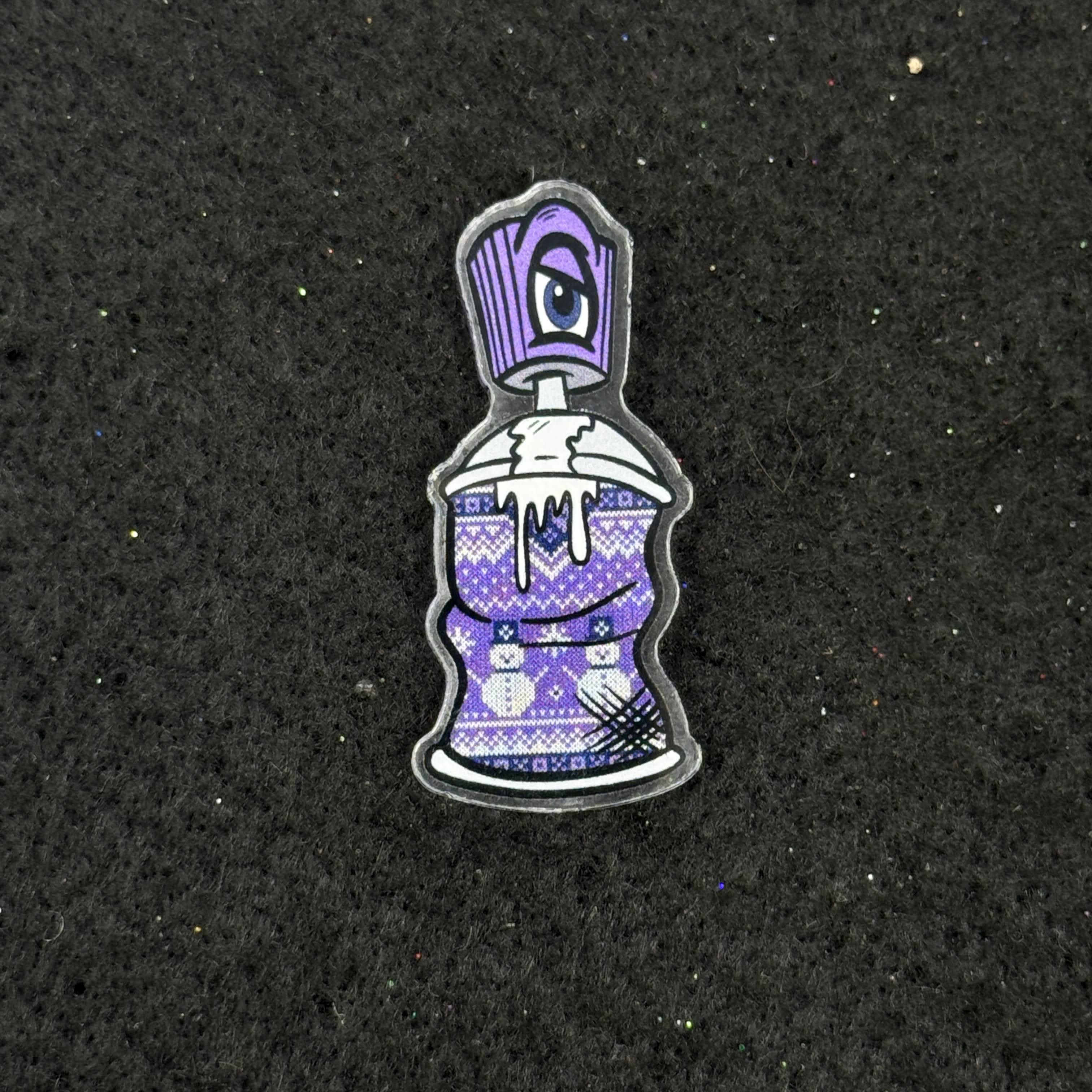 Ugly Purple Sweater Movie Spray Paint Can Acrylic Graphic Pin