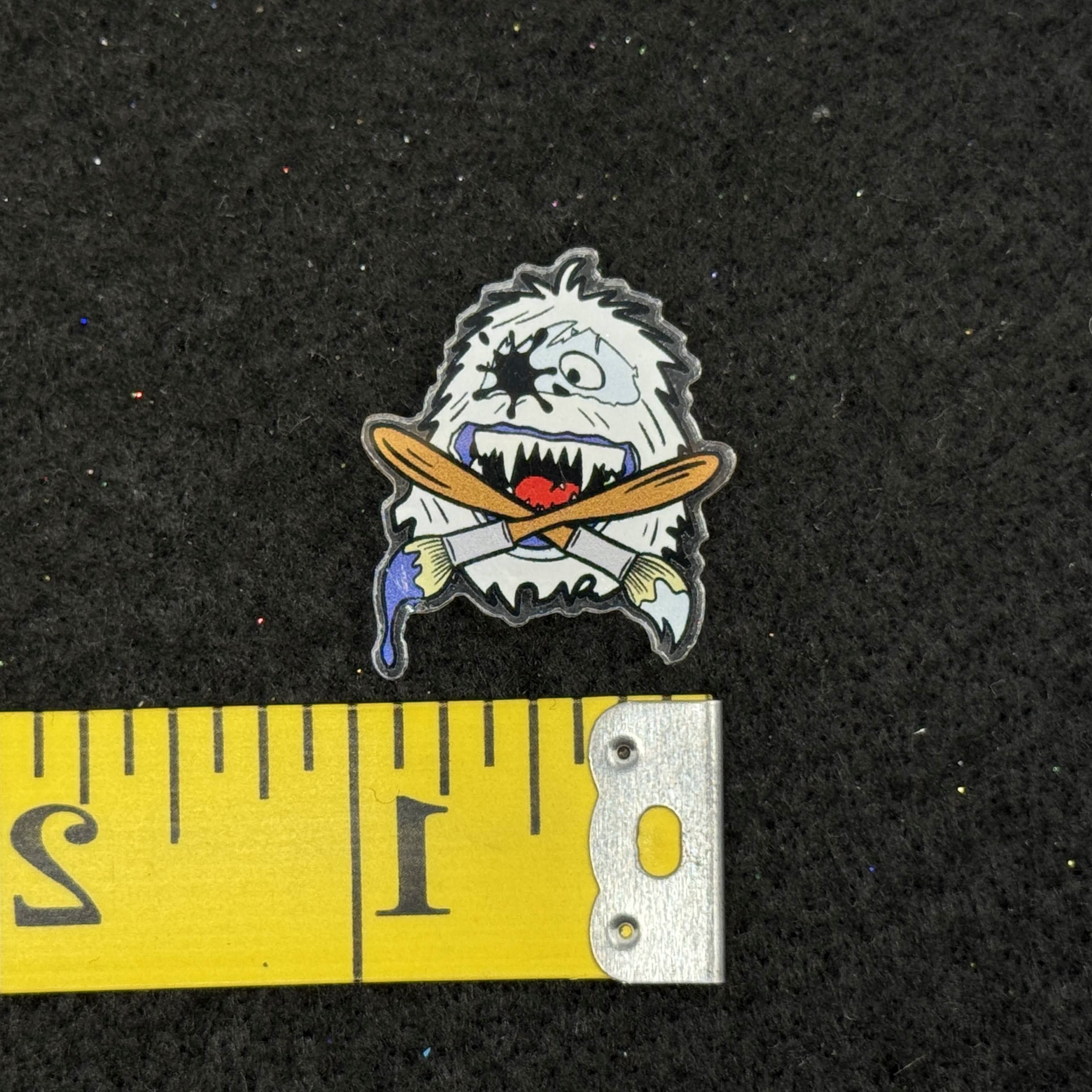 White Yeti Acrylic Graphic Pin