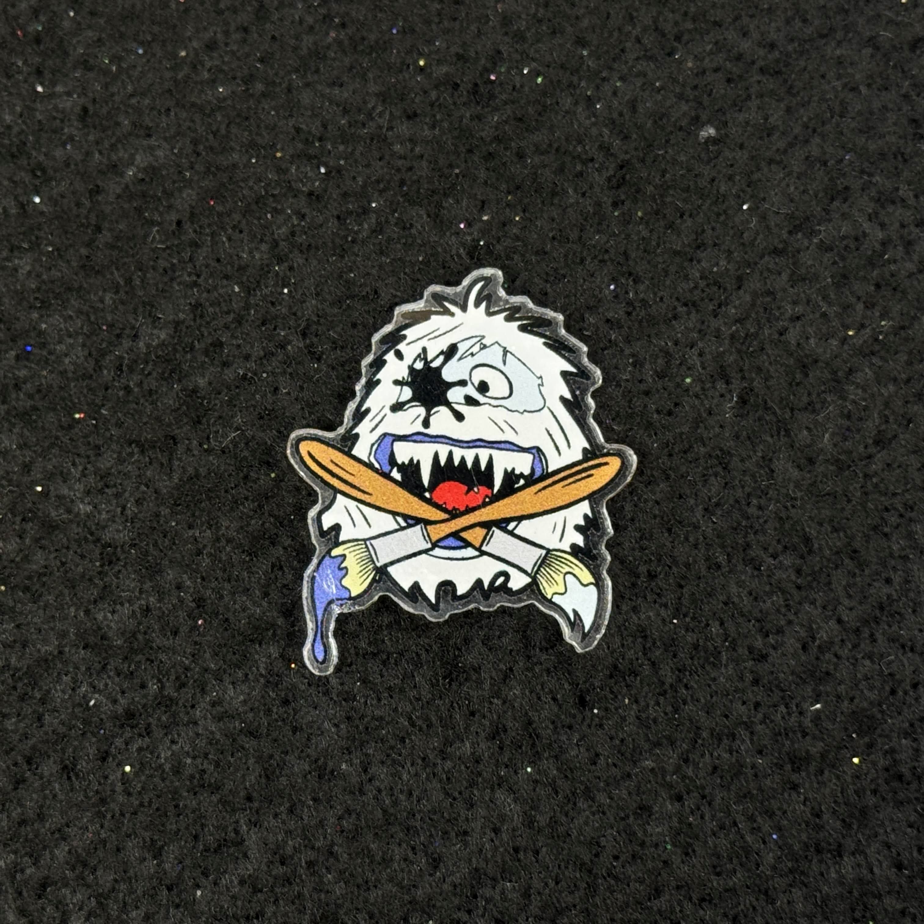 White Yeti Acrylic Graphic Pin