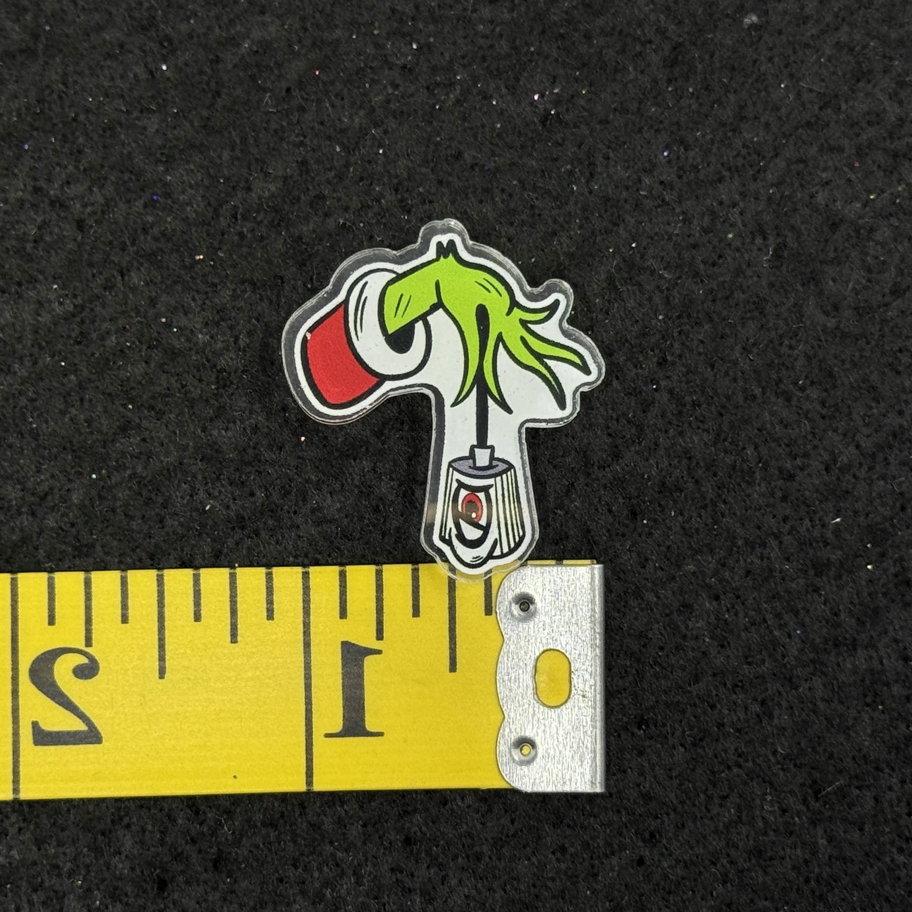 Grinch Upsidedown Spray Nozzle Acrylic Graphic Pin
