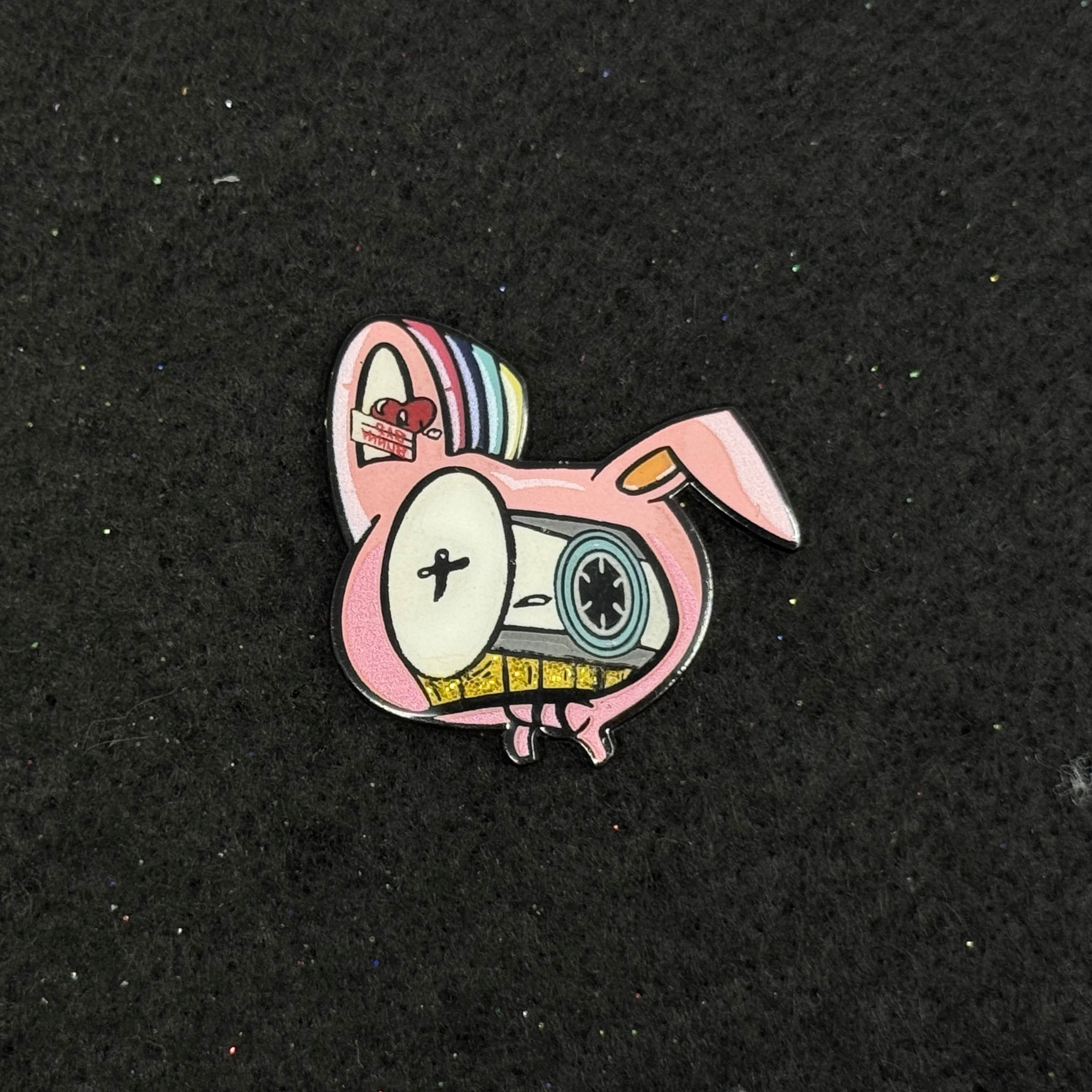 Bad Bunny Pink Cassette Graphic Pin
