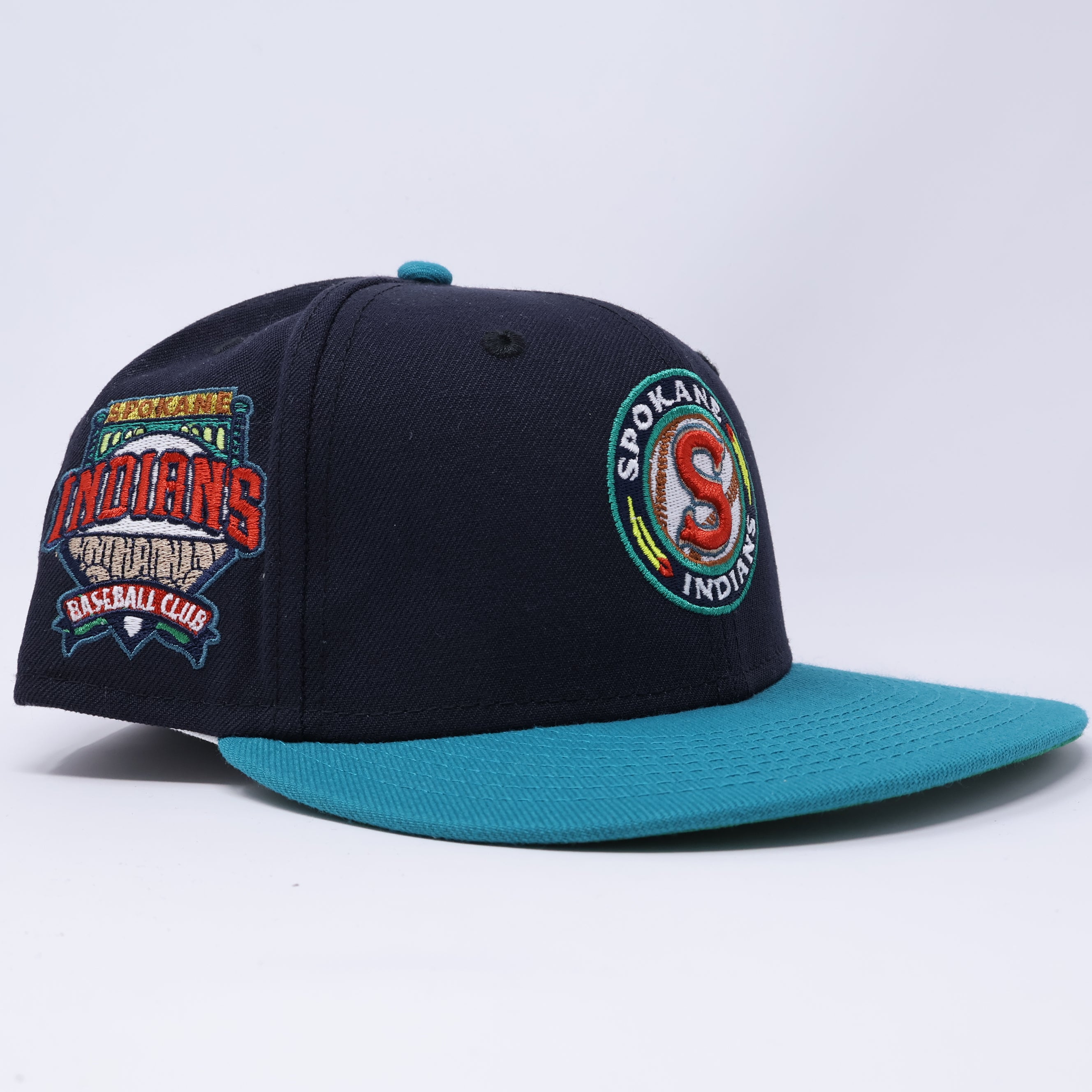 USED 1/8 Navy Spokane Indians Minor League  59fifty New Era Fitted Hat Cap