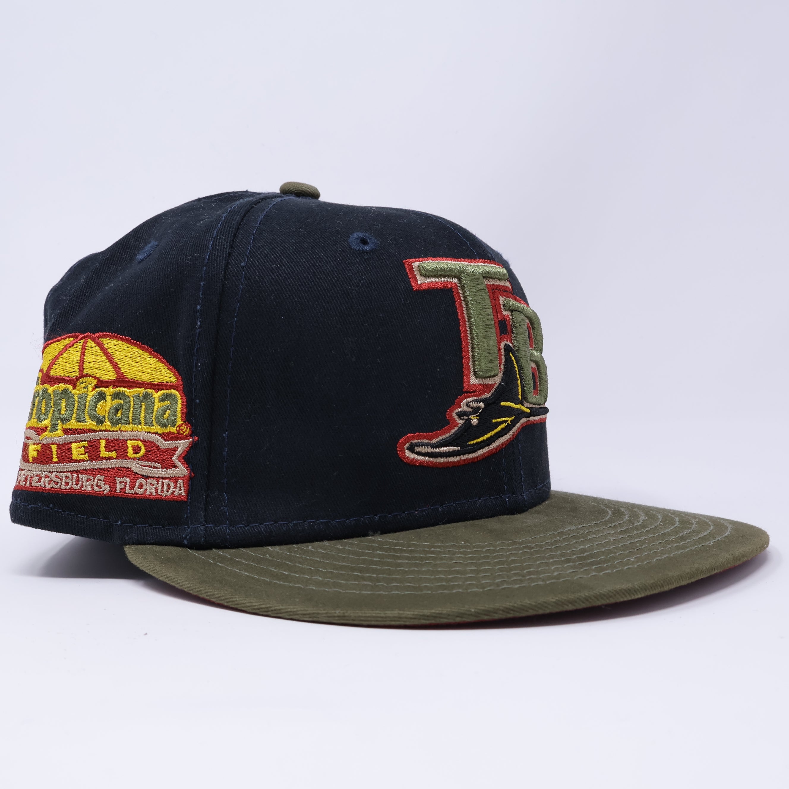 USED 1/8 Navy Tampa Bay Rays Tropicana Field 59fifty New Era Fitted Hat Cap