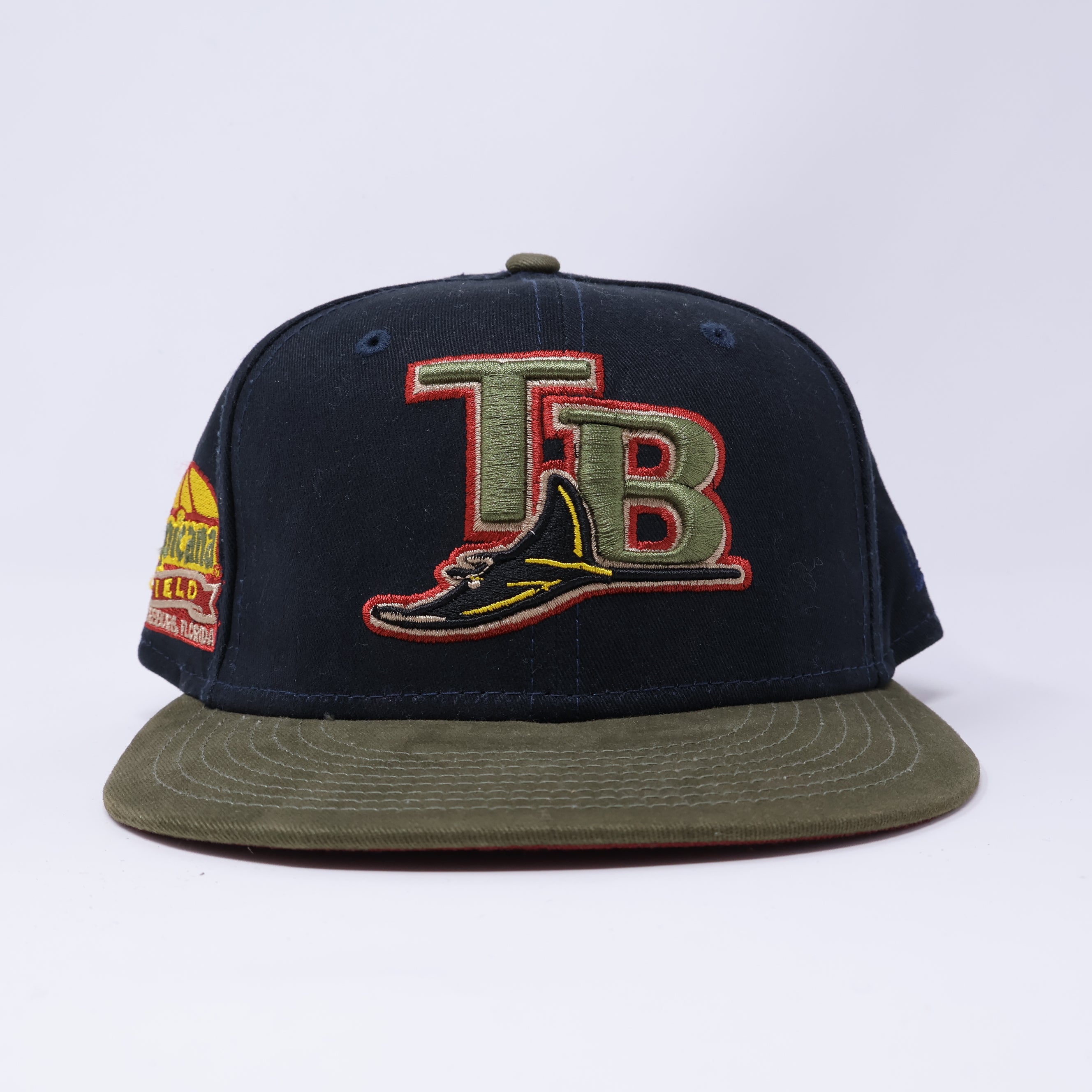 USED 1/8 Navy Tampa Bay Rays Tropicana Field 59fifty New Era Fitted Hat Cap