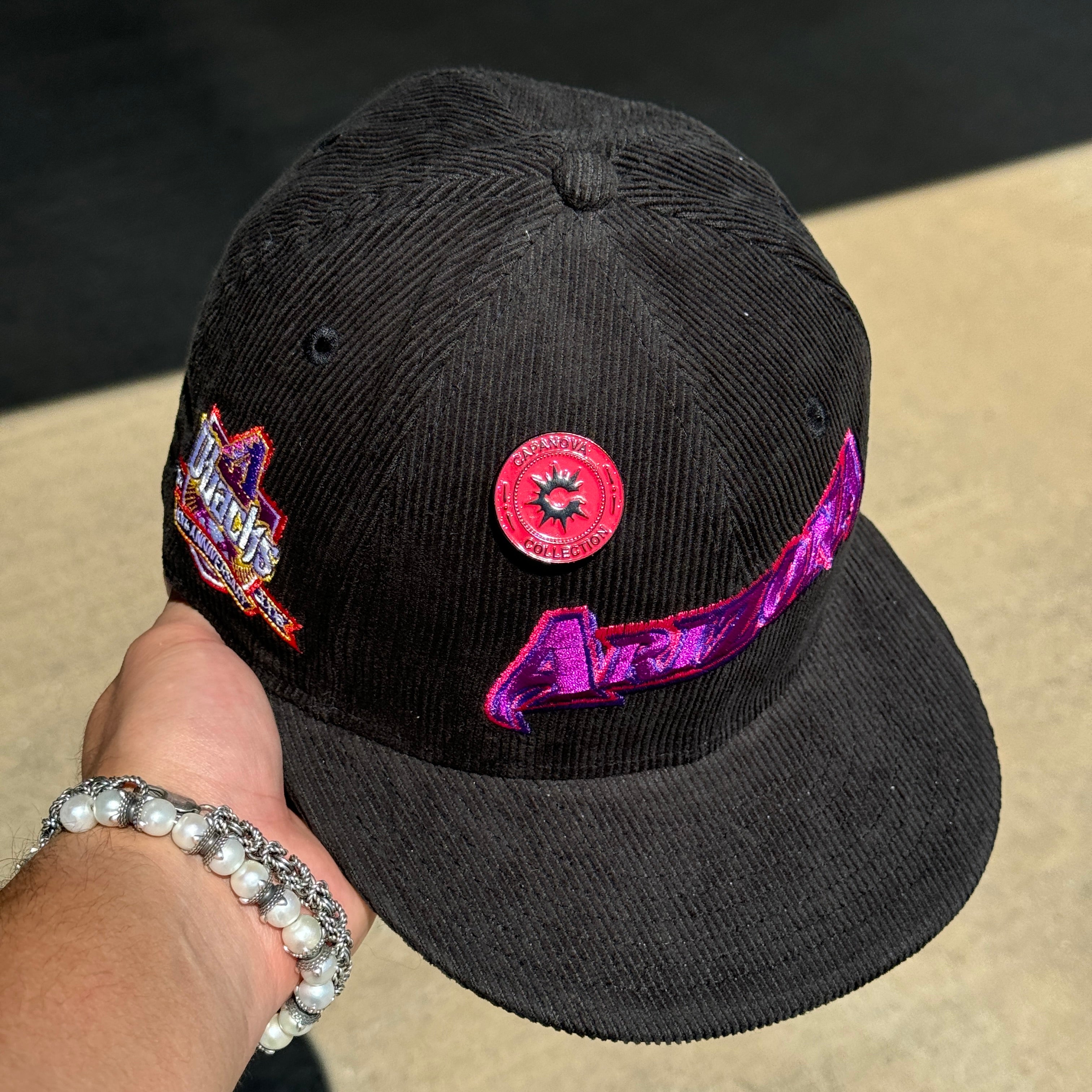 USED 1/4 Black Corduroy Arizona Diamondbacks 10th Anniversary 59fifty New Era Fitted Hat Cap