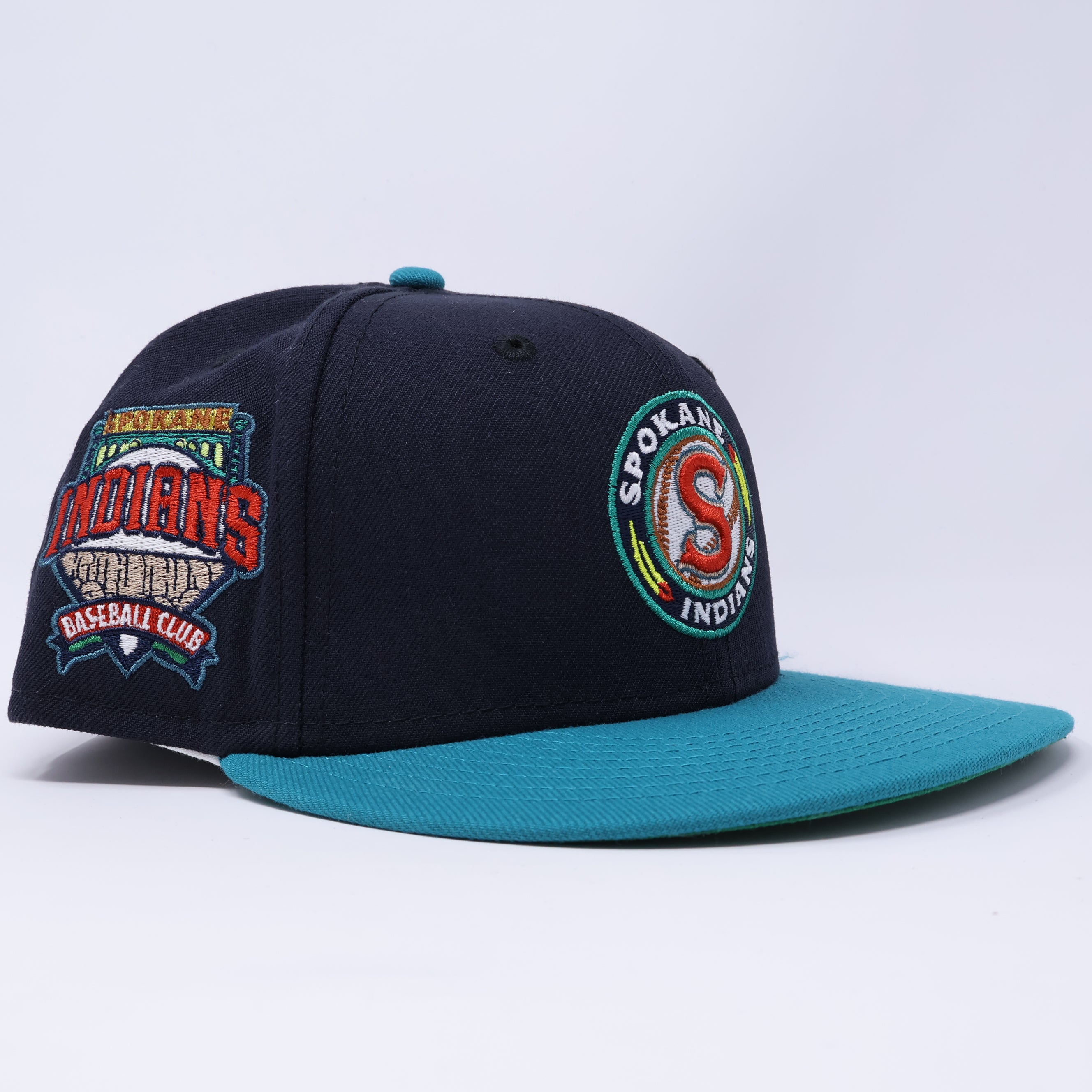 USED 1/8 Navy Spokane Indians Baseball Club 59fifty New Era Fitted Hat Cap Minor League