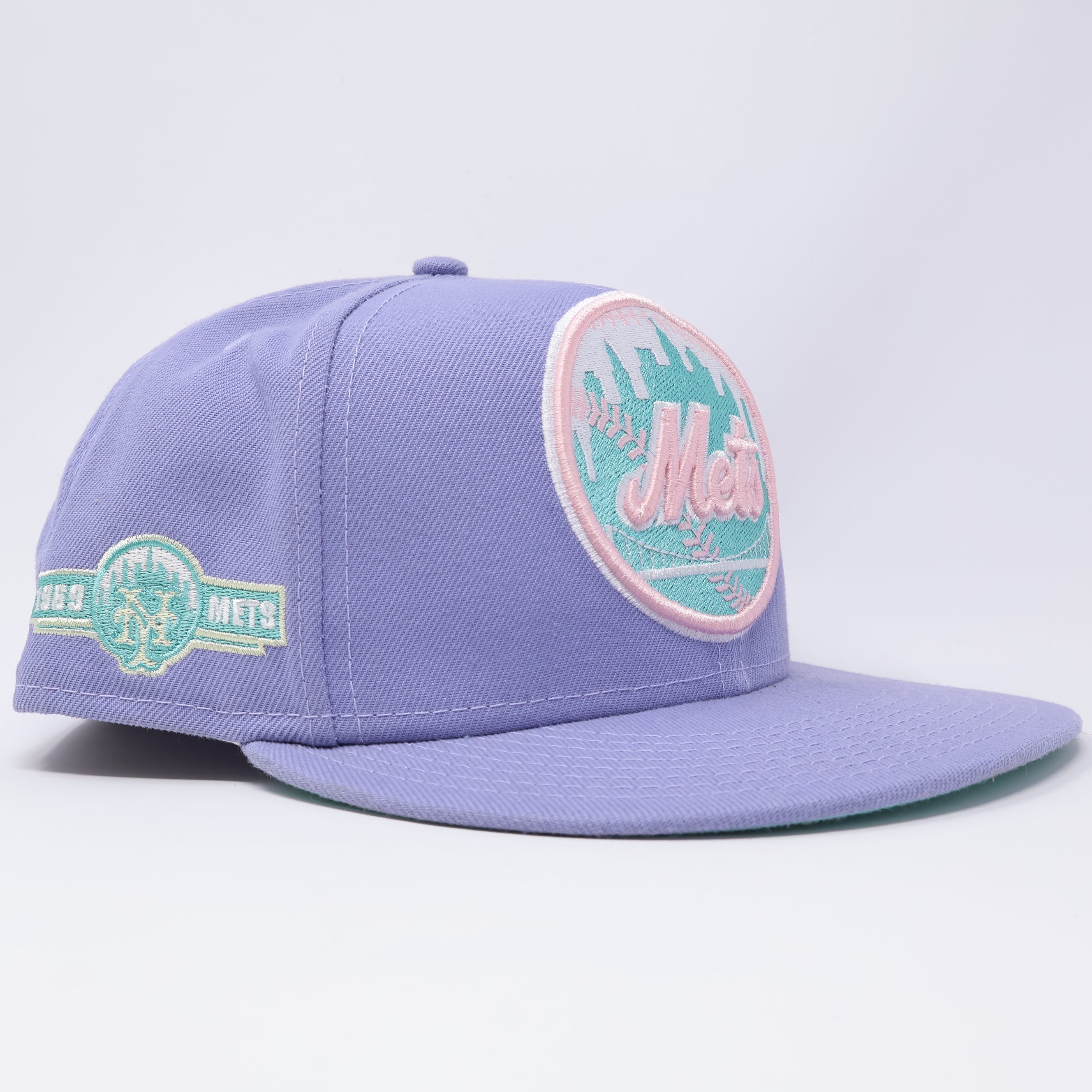USED 3/4 Purple New York Mets 1969 Patch 59fifty New Era Fitted Hat Cap