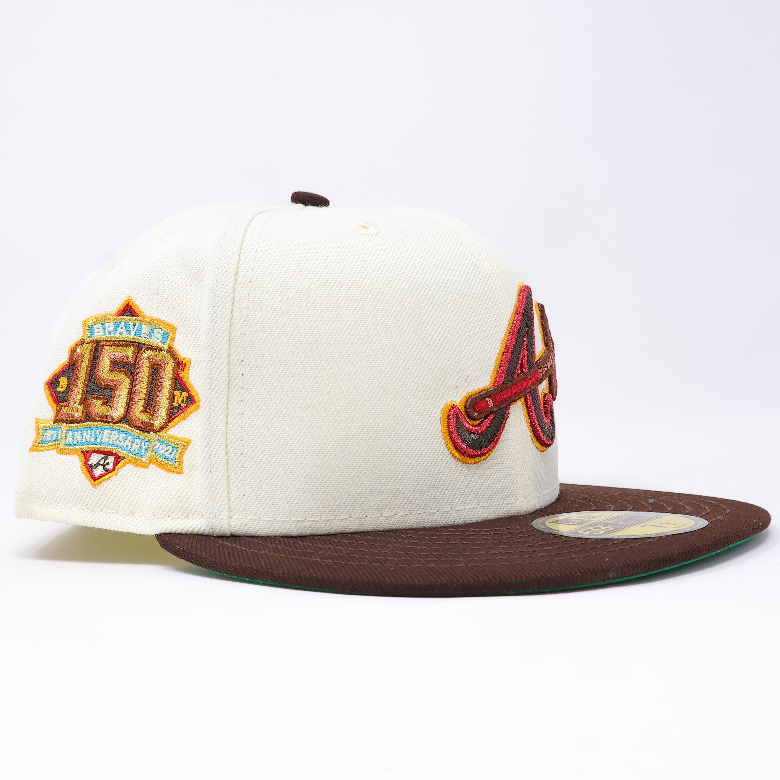 NWT 1/2 Cream Atlanta Braves 150th Anniversary 59FIFTY New Era Fitted Hat Cap