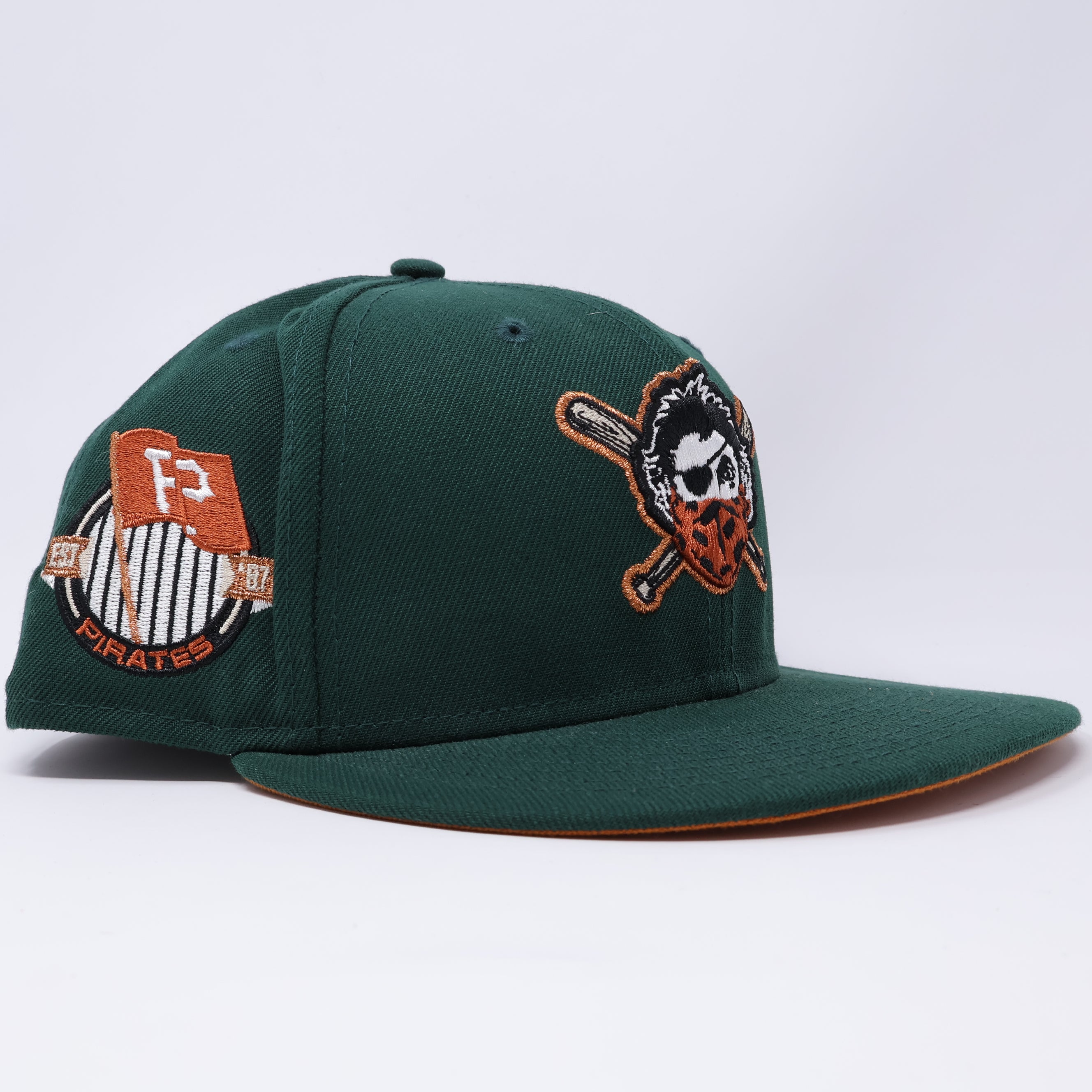 USED 3/4 Green Pittsburgh Pirates P Flag 59fifty New Era Fitted Hat Cap
