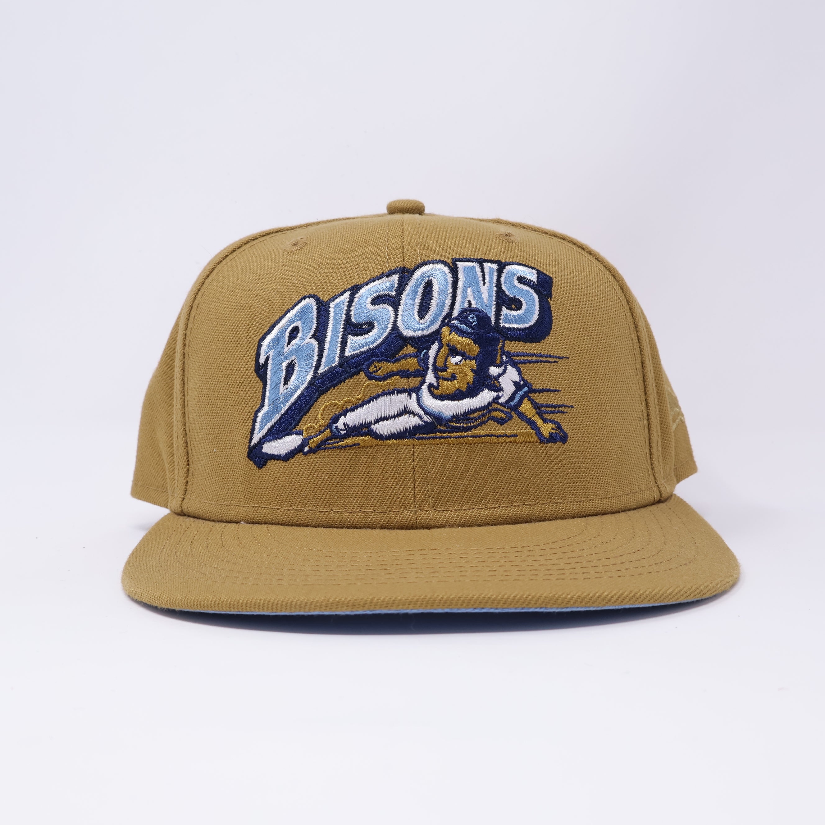 USED 1/8 Khaki Buffalo Bisons Minor League Simple 59fifty New Era Fitted Hat Cap