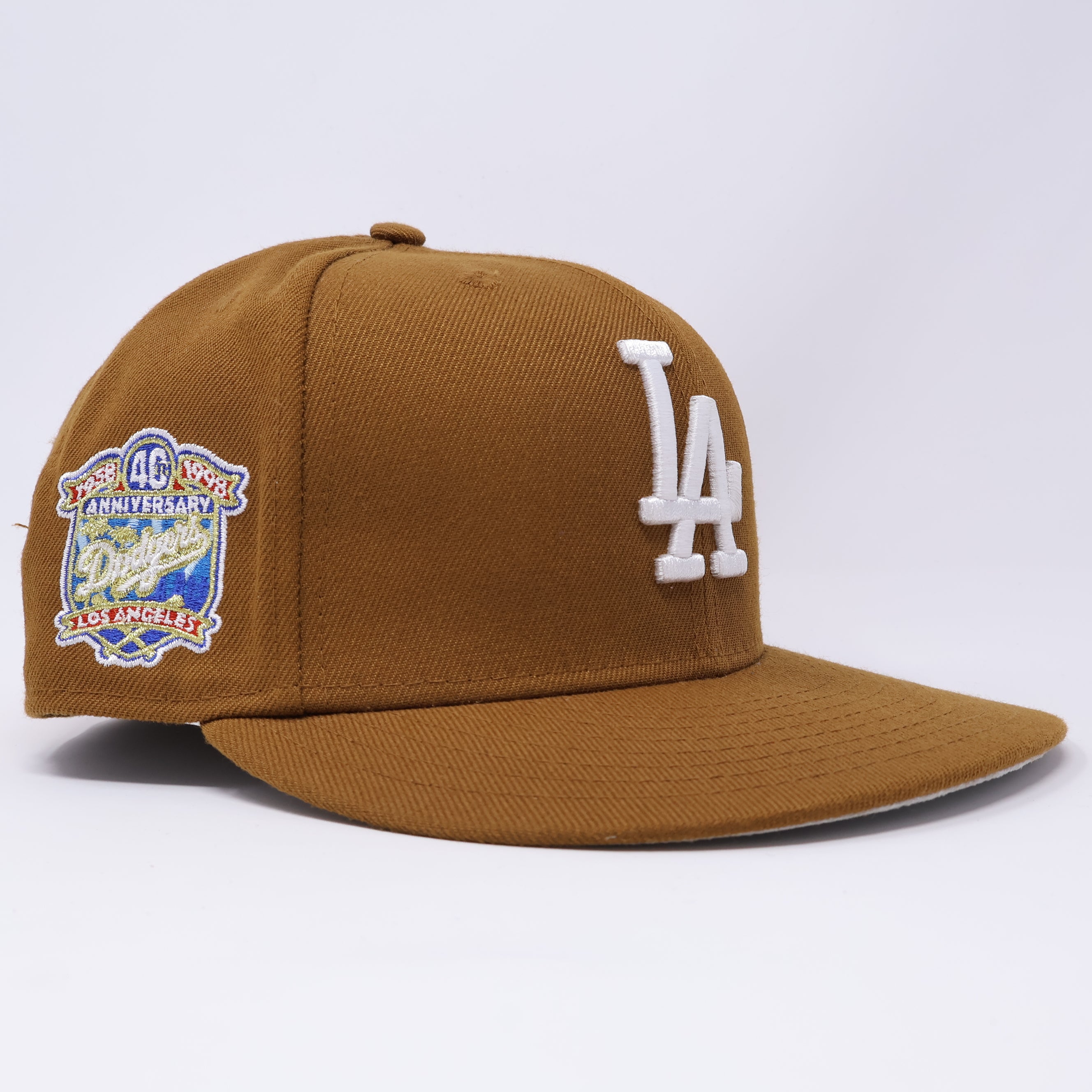 USED 5/8 Brown Los Angeles Dodgers 40th Anniversary 59fifty New Era Fitted Hat Cap