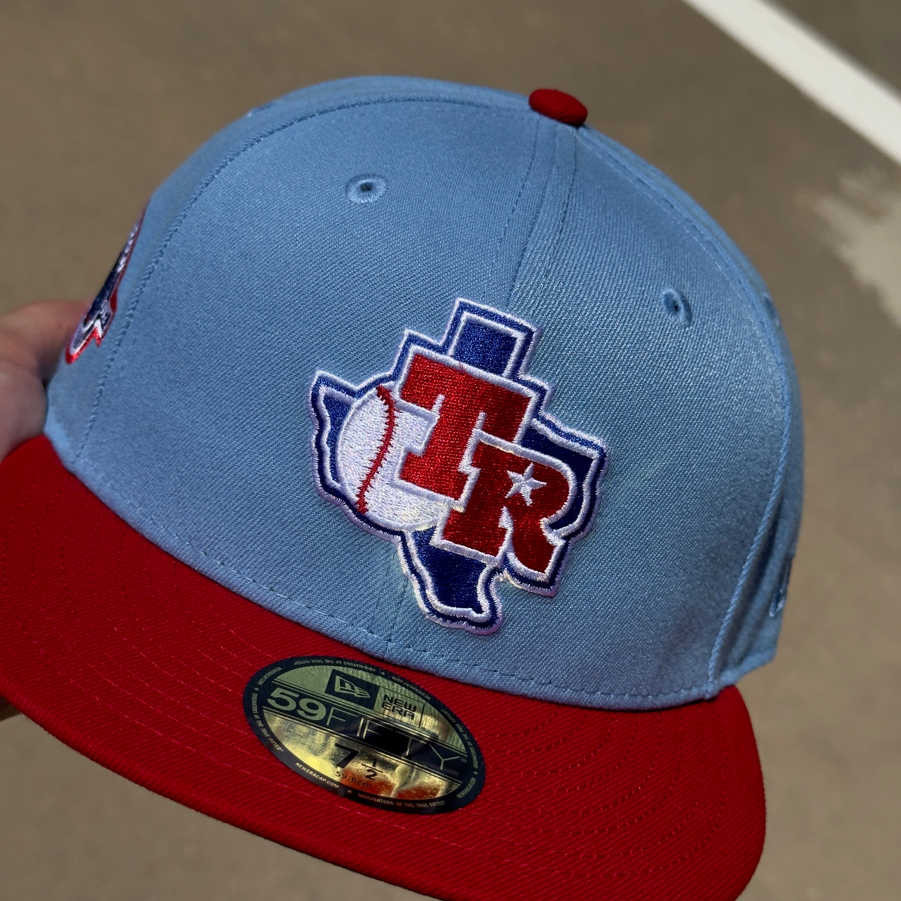 NEW 1/2 Blue Dallas Texas Rangers Arlington Hatclub 59FIFTY New Era Fitted Hat