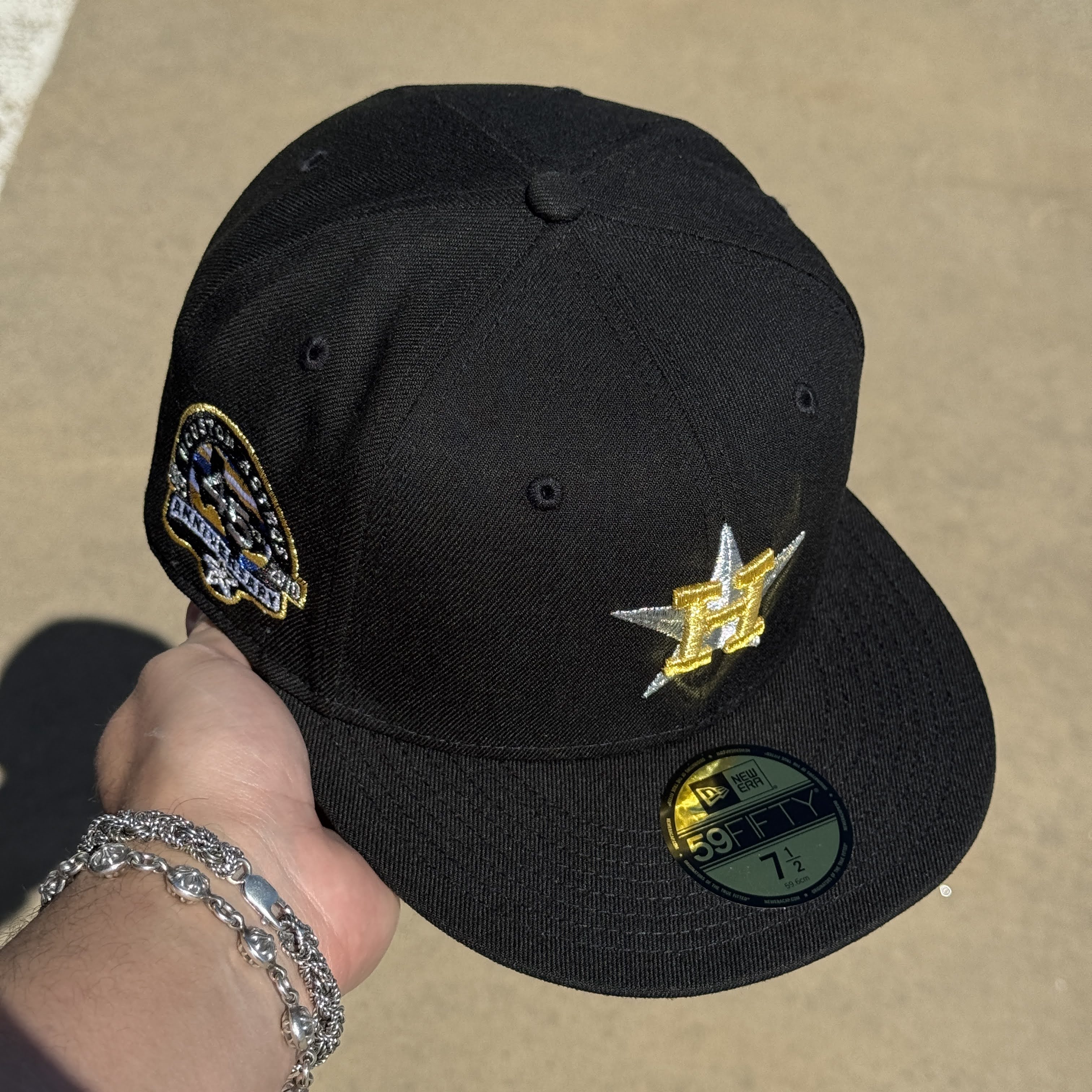 NWT 1/2 Black Houston Astros 45th Anniverary 59fifty New Era Fitted Hat Cap