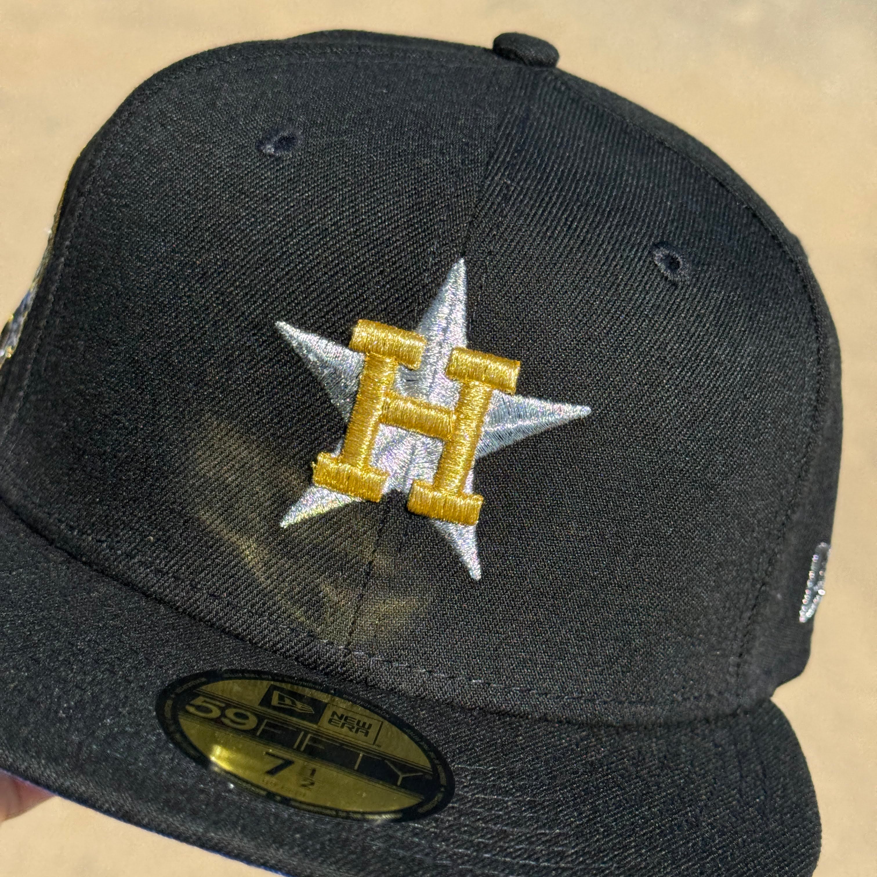 NWT 1/2 Black Houston Astros 45th Anniverary 59fifty New Era Fitted Hat Cap