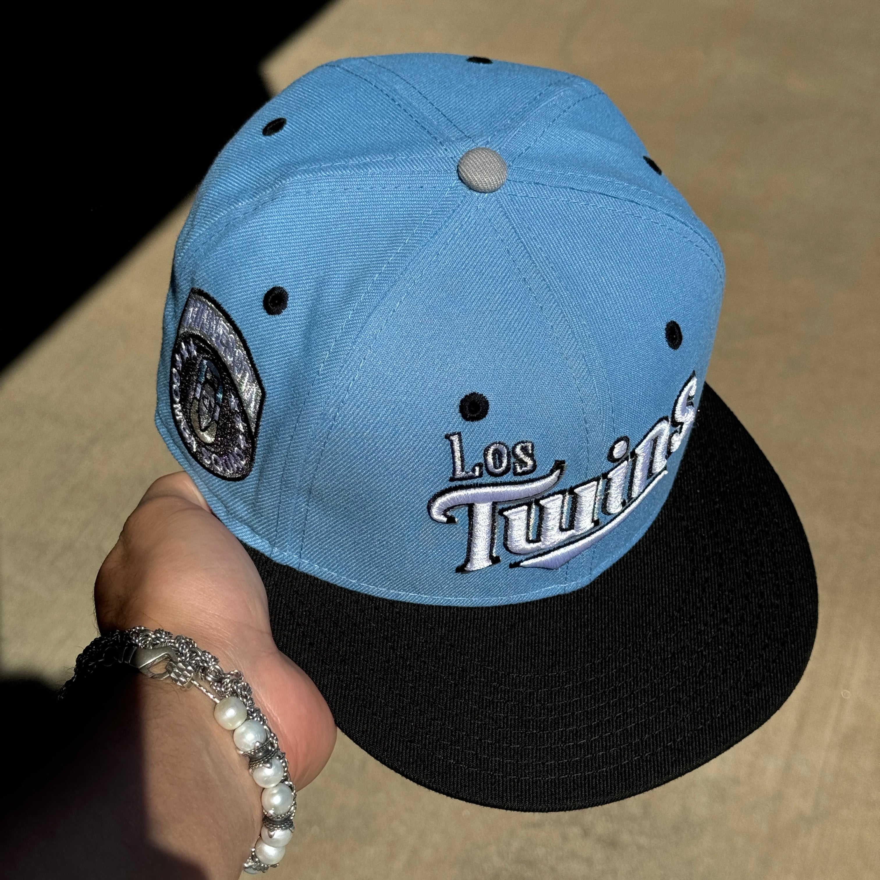 USED 1/8 Blue Cincinnati Los Twins Bomba Squad 59fifty New Era Fitted Hat Cap