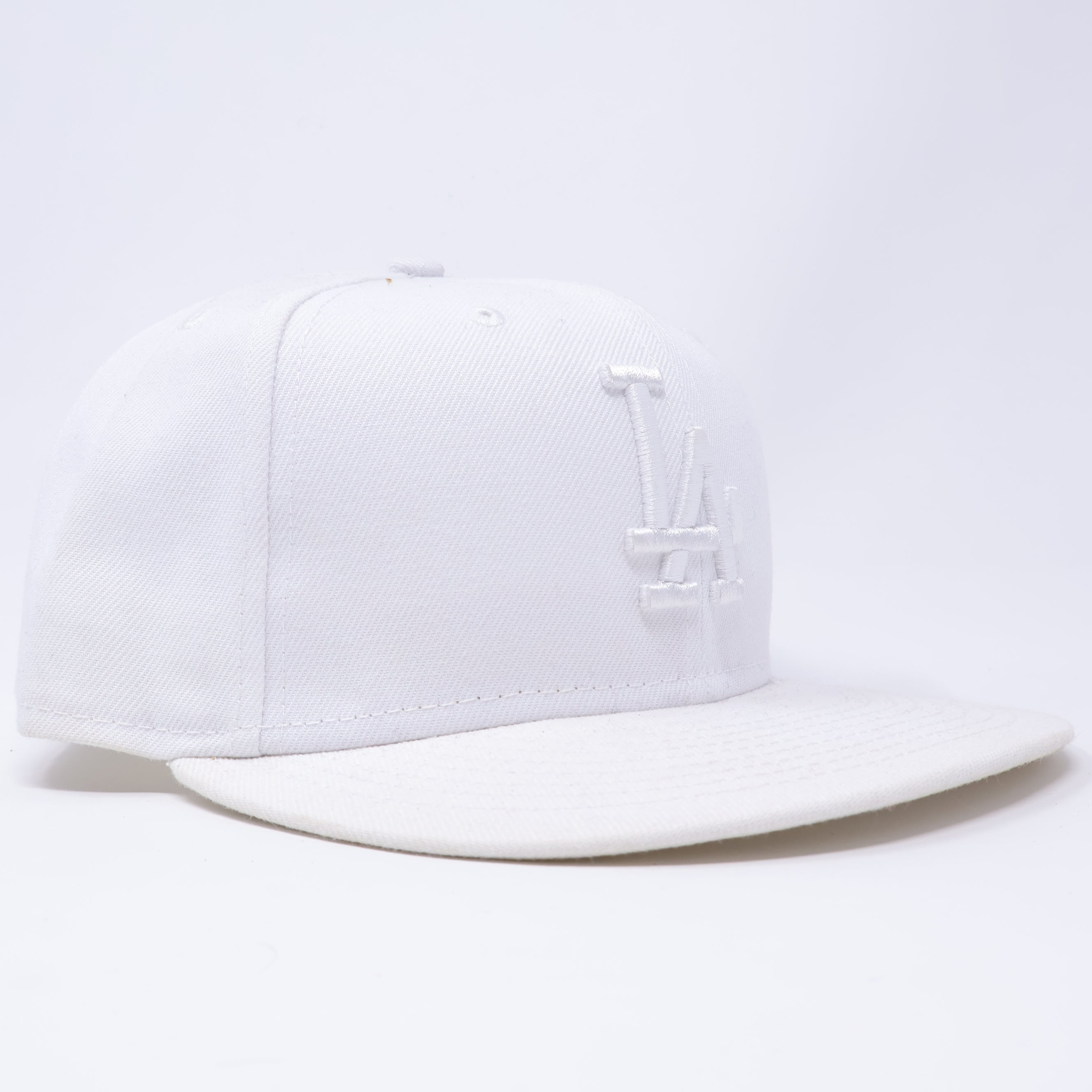 USED 1/2 White Los Angeles Dodgers Simple Clean Dope 59fifty New Era Fitted Hat Cap
