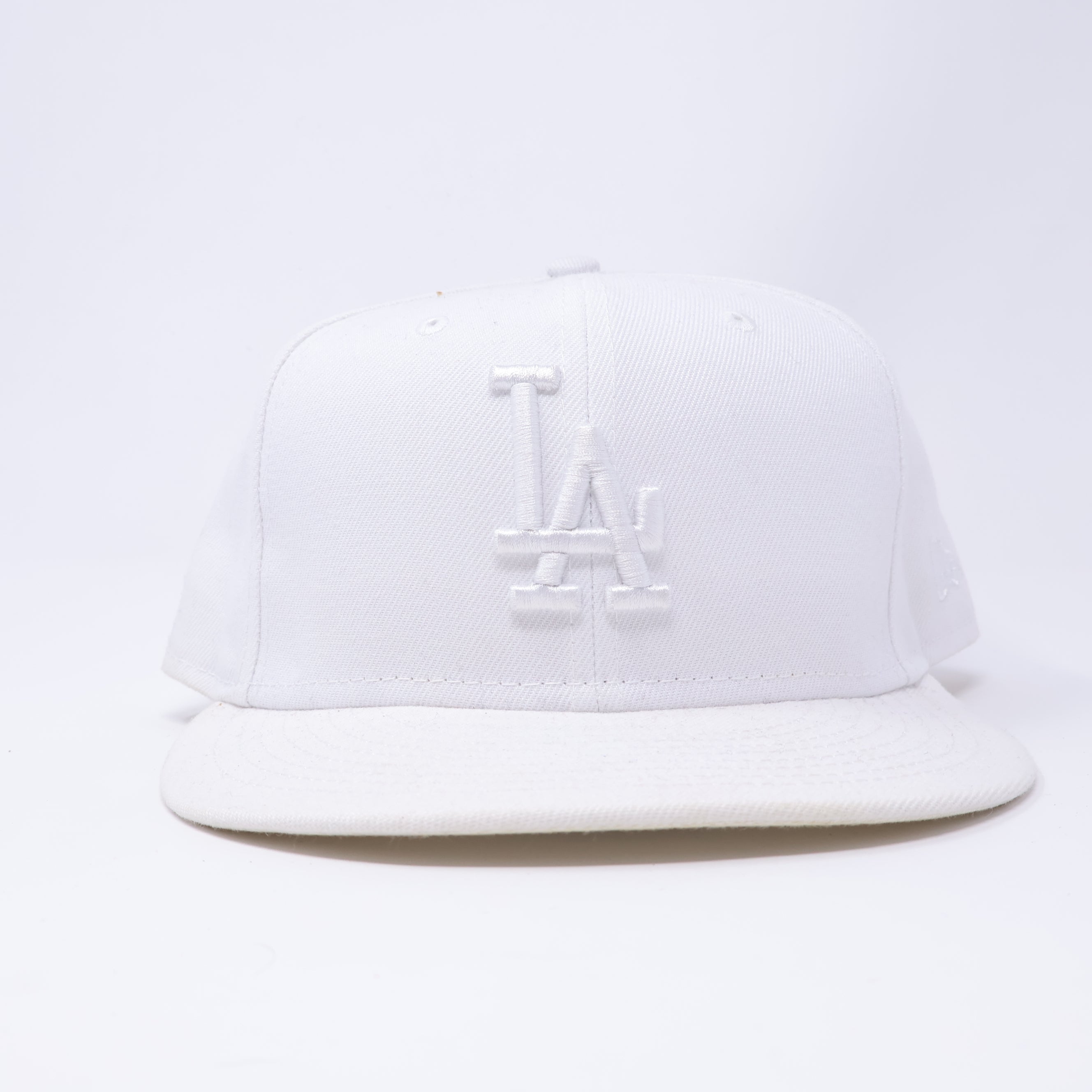 USED 1/2 White Los Angeles Dodgers Simple Clean Dope 59fifty New Era Fitted Hat Cap