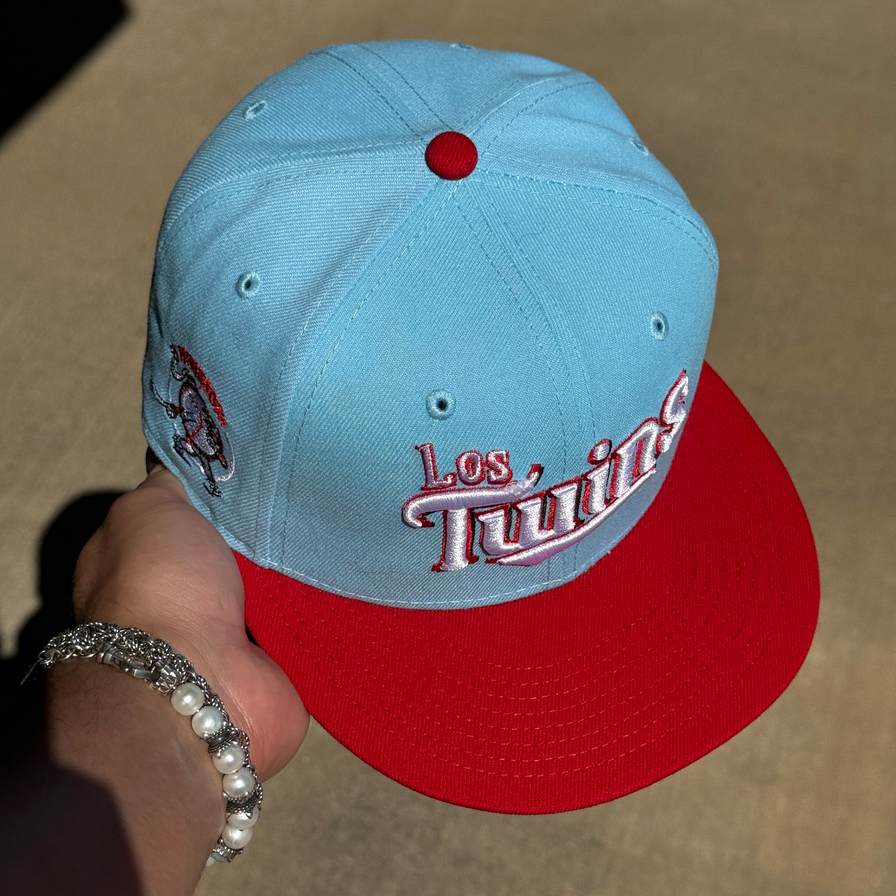 USED 1/8 Blue Cincinnati Los Twins Bomba Squad 59fifty New Era Fitted Hat Cap