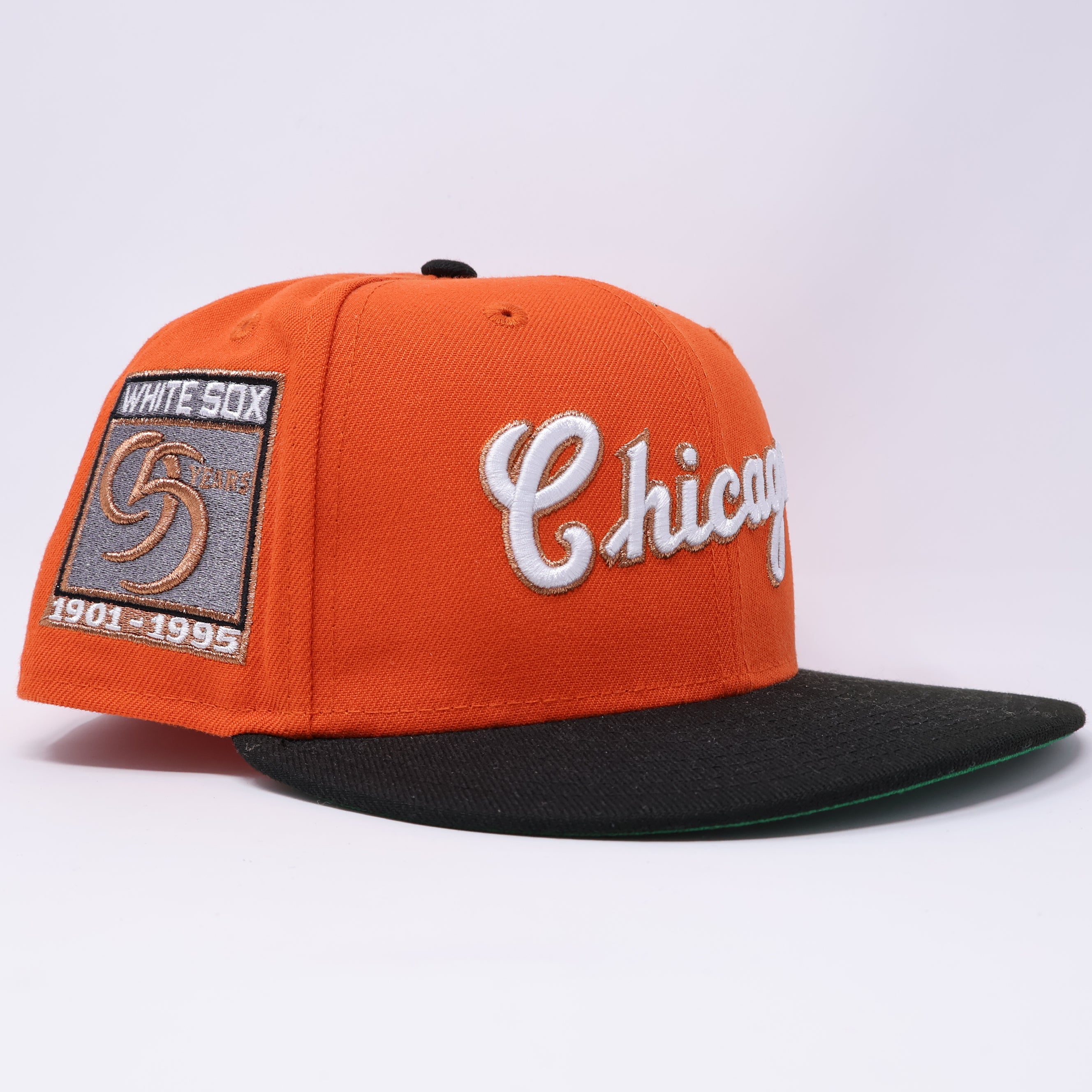 USED 5/8 Orange Chicago White Sox 95 Years 59fifty New Era Fitted Hat Cap