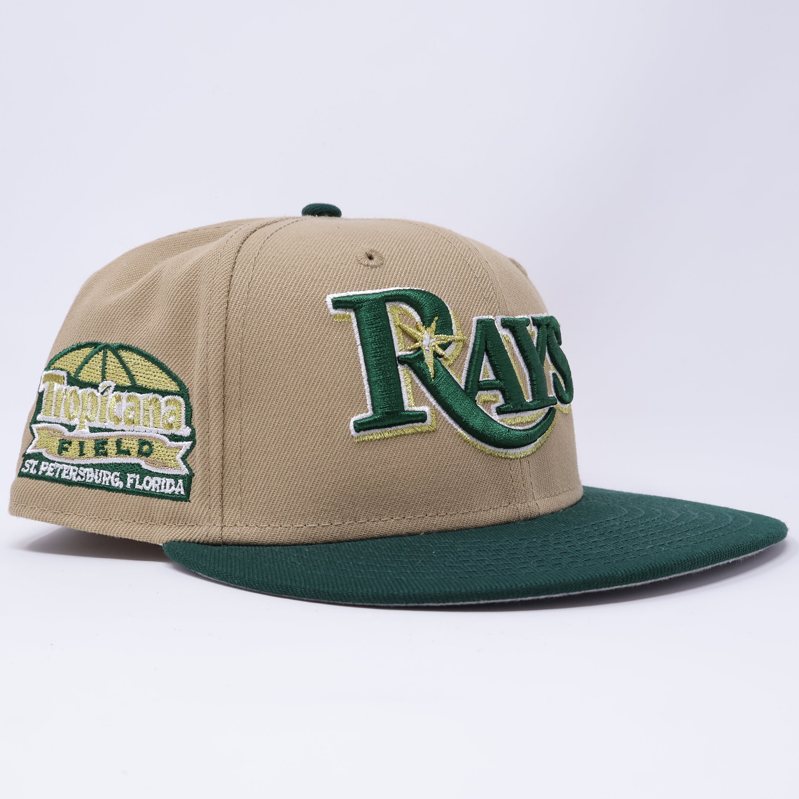 USED 1/8 Khaki Tampa Devil Rays Tropicana Field Year 59fifty New Era Fitted Hat Cap
