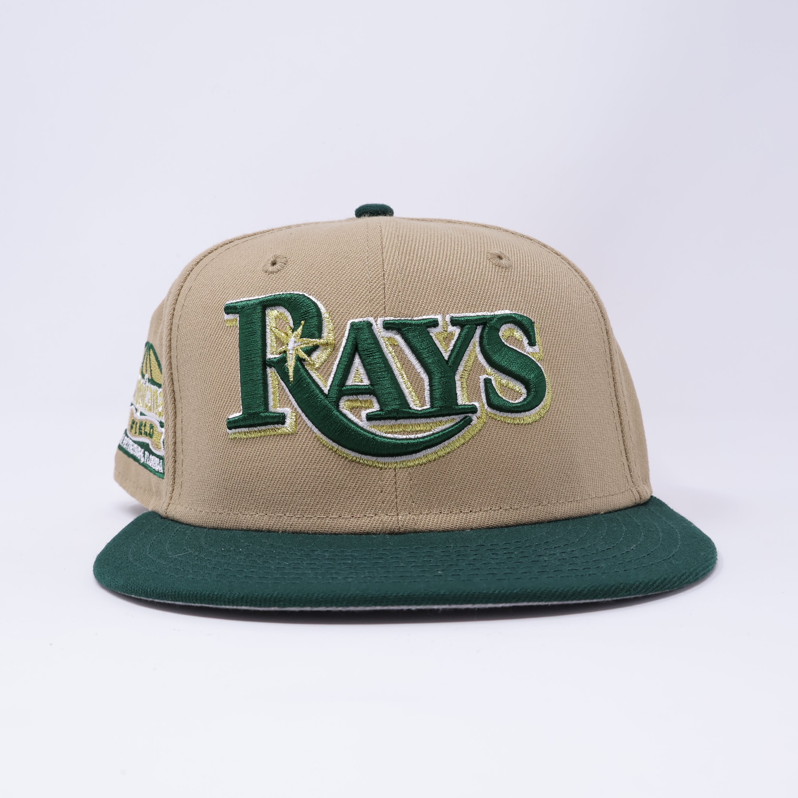USED 1/8 Khaki Tampa Devil Rays Tropicana Field Year 59fifty New Era Fitted Hat Cap