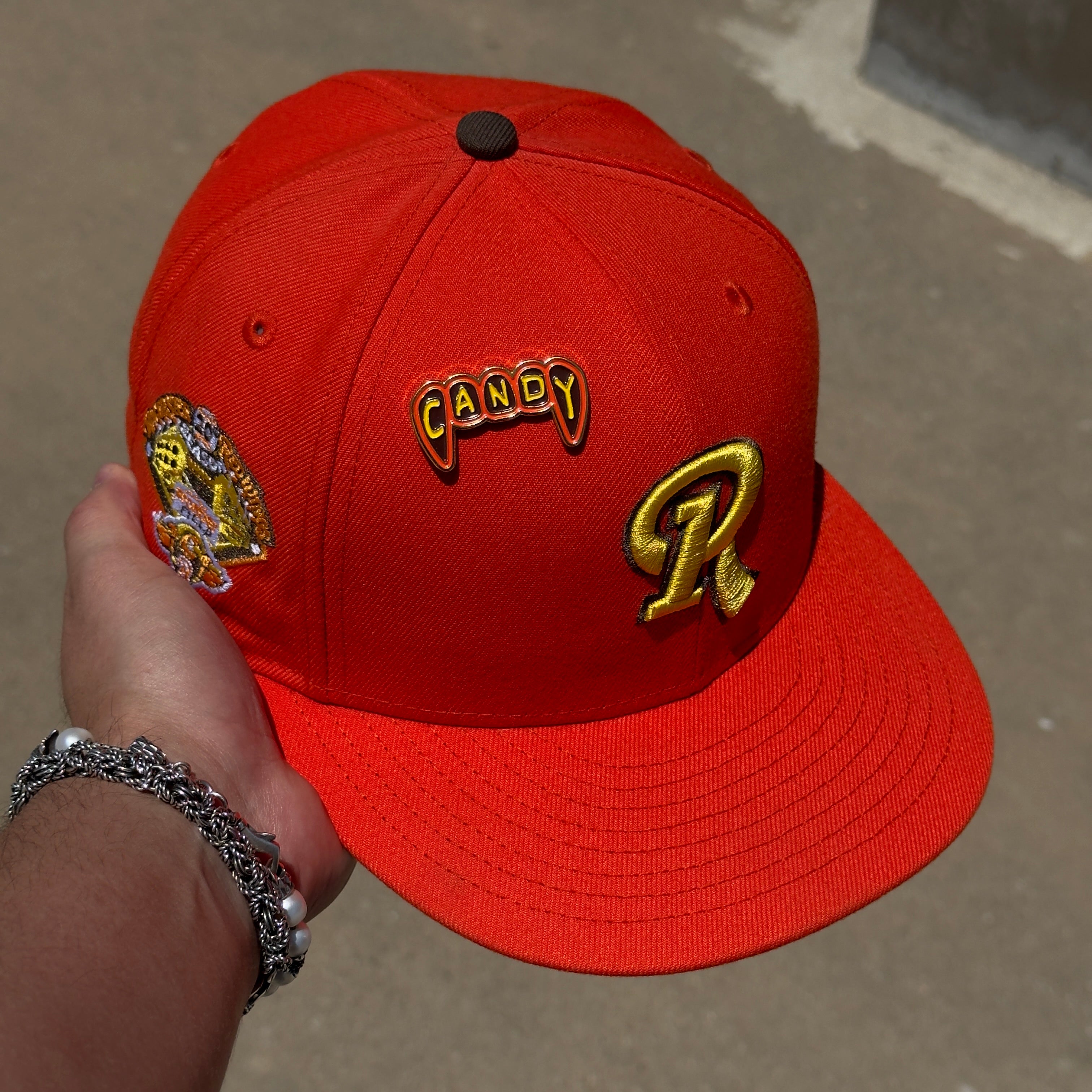 USED 3/8 Orange Rochester Redwings 20th Season 59FIFTY New Era Fitted Hat