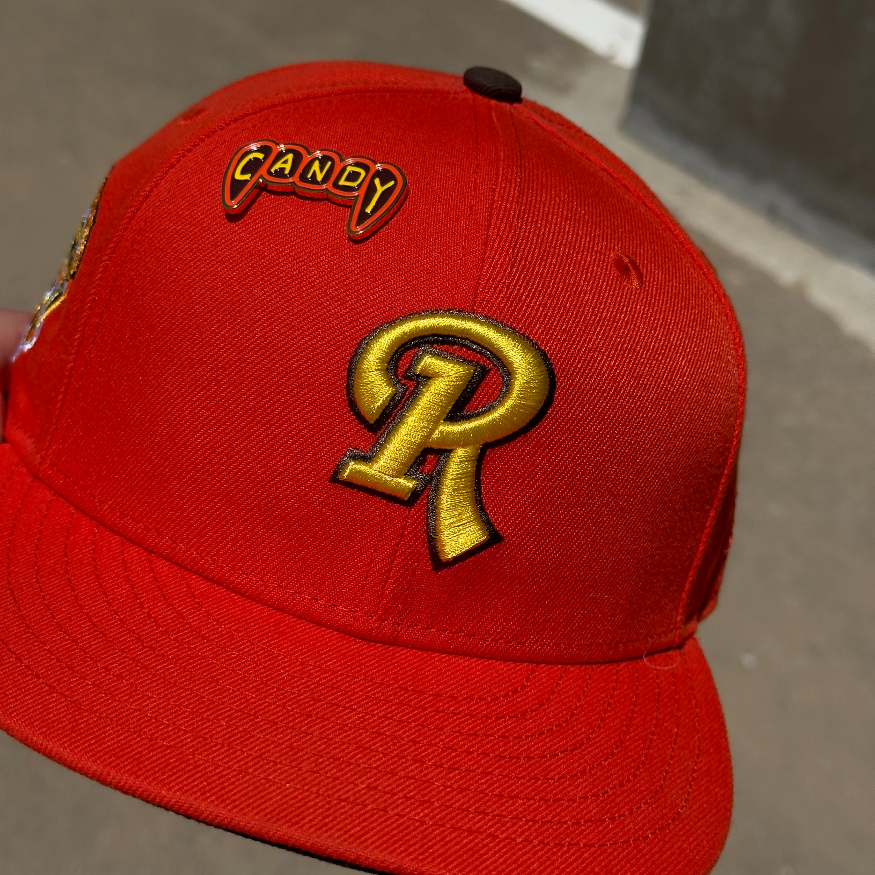 USED 3/8 Orange Rochester Redwings 20th Season 59FIFTY New Era Fitted Hat