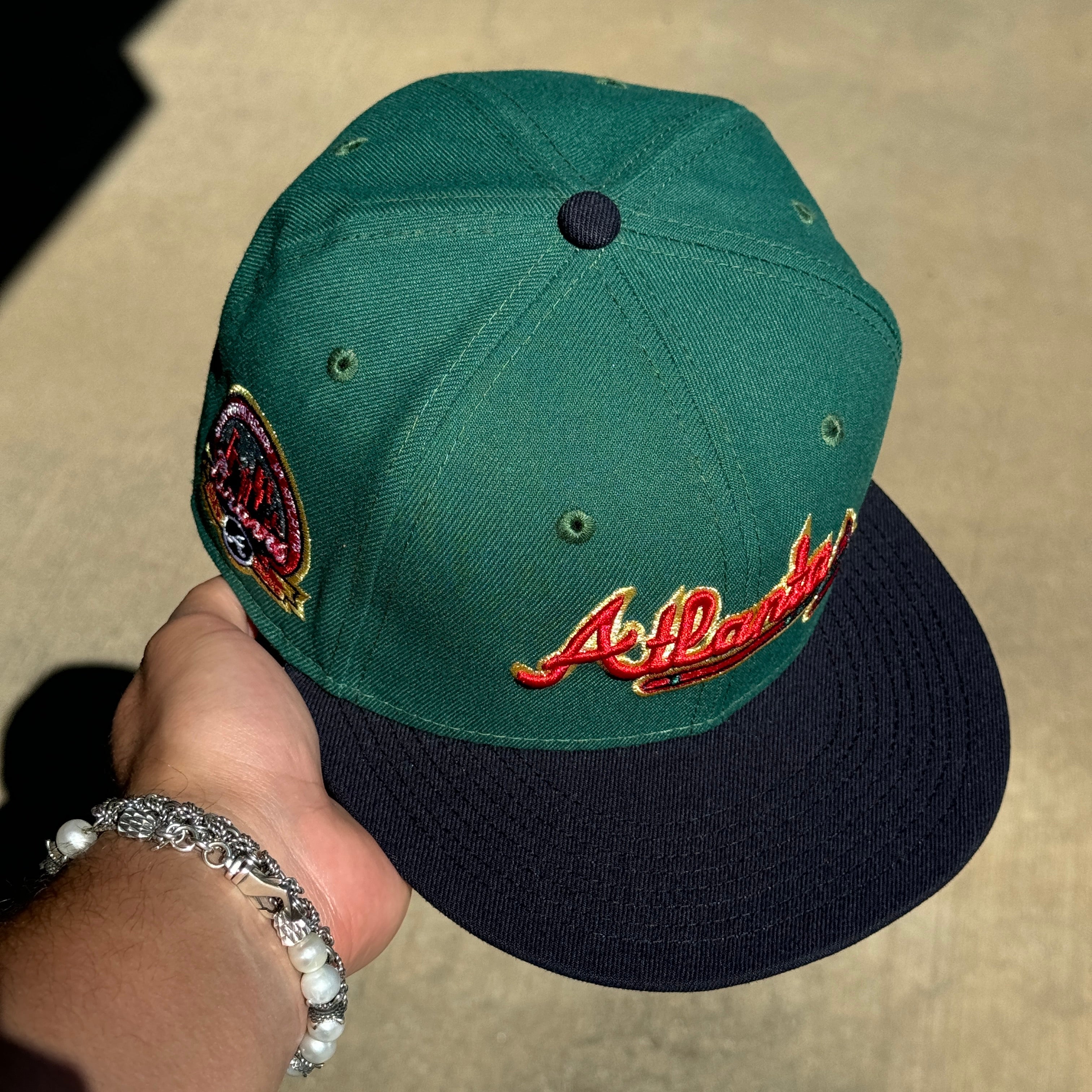 USED 1/8 Green Atlanta Braves 40th Anniversary 59fifty New Era Fitted Hat Cap