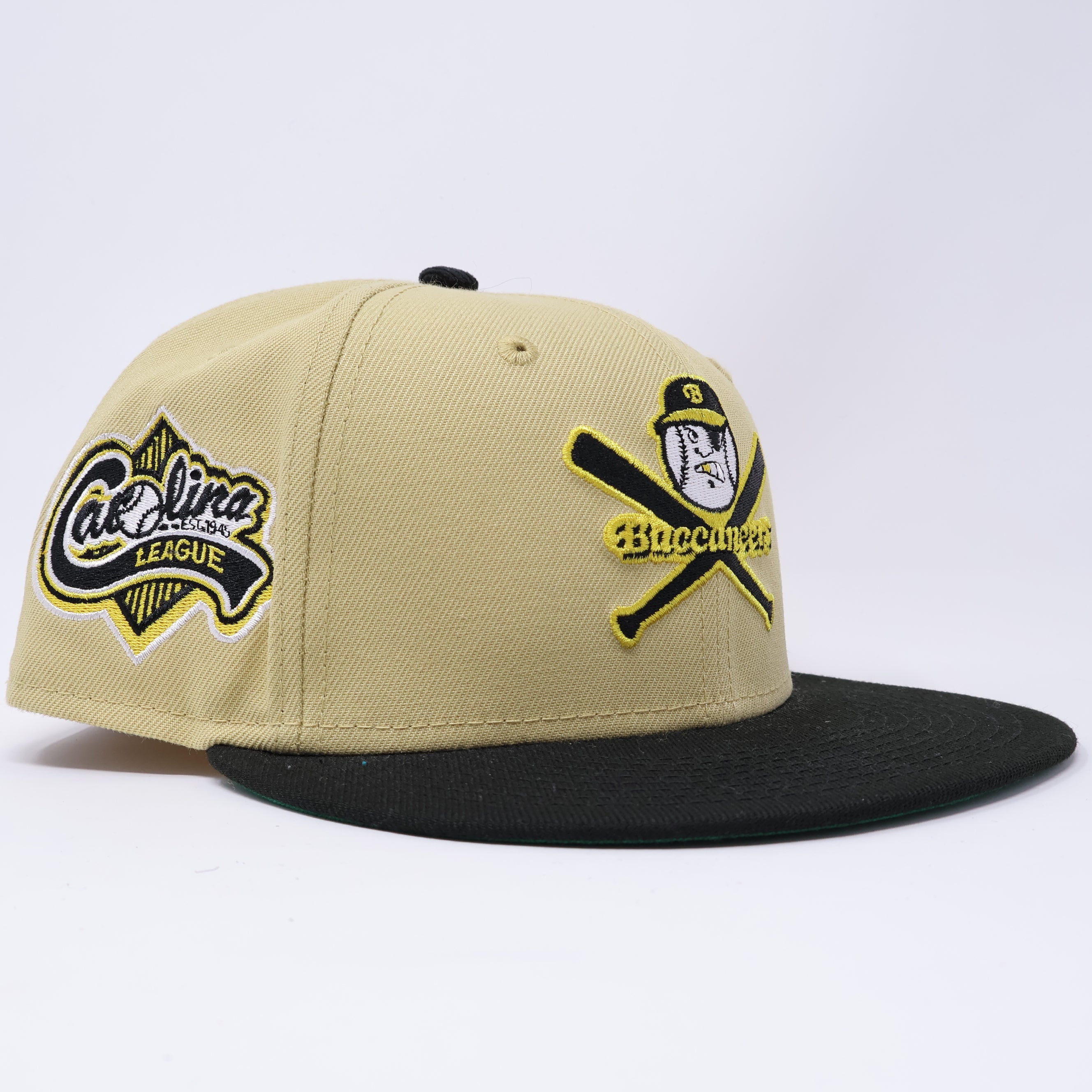 USED 1/8 Khaki Carolina Buccaneers Minor League 59fifty New Era Fitted Hat Cap