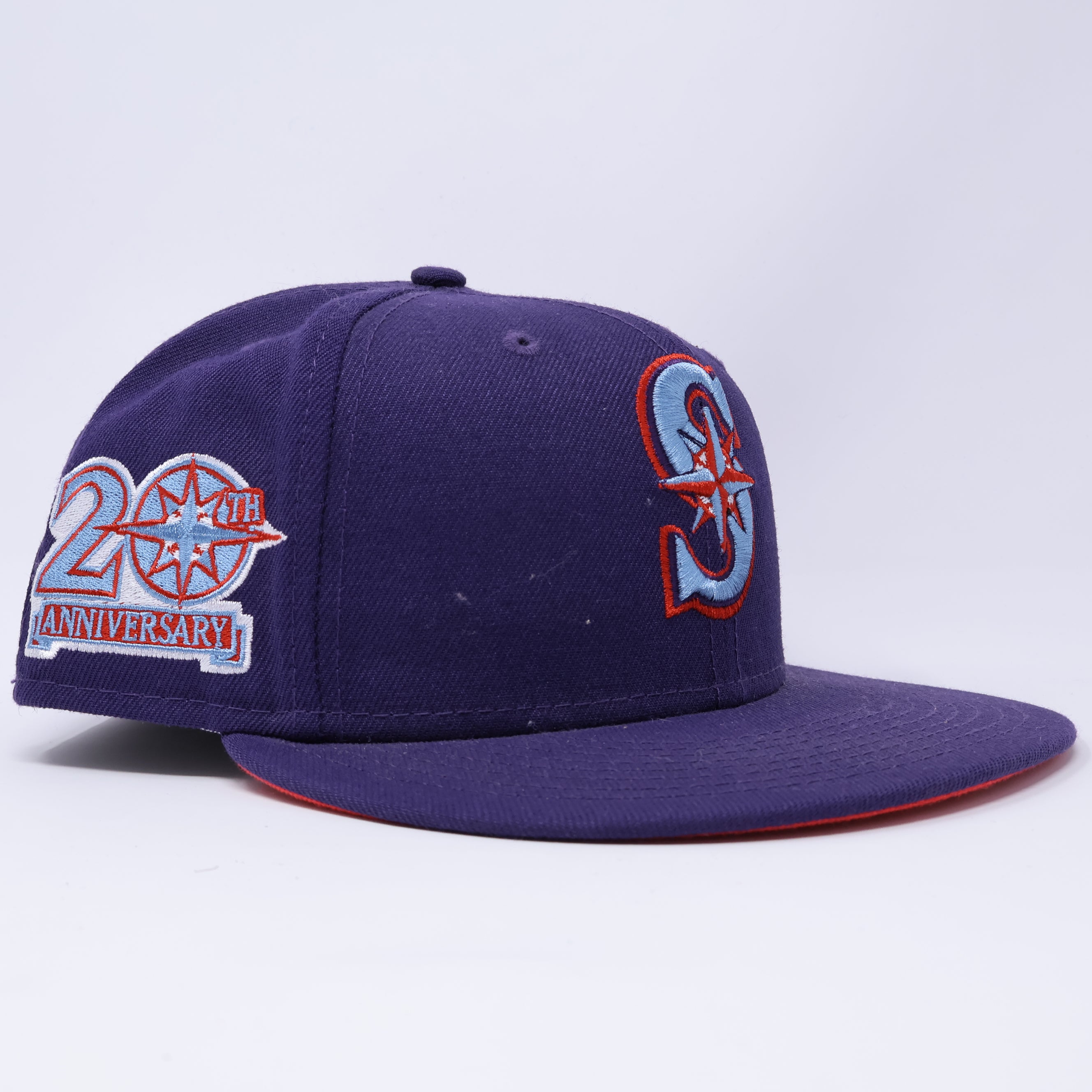 USED 5/8 Purple Seattle Mariners 20th Anniversary 59fifty New Era Fitted Hat Cap