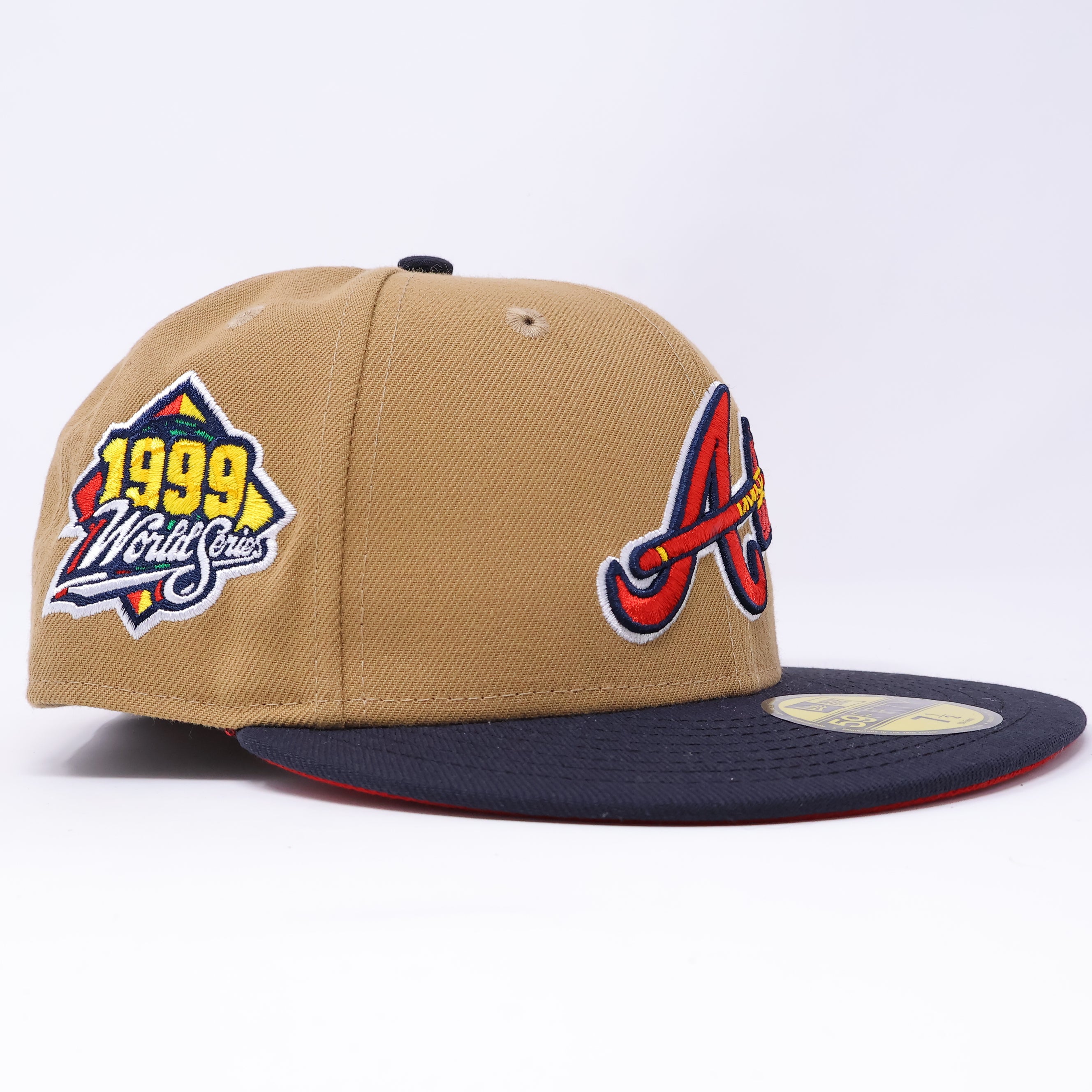 NWT 1/2 Tan Atlanta Braves 1999 World Series 59FIFTY New Era Fitted Hat Cap