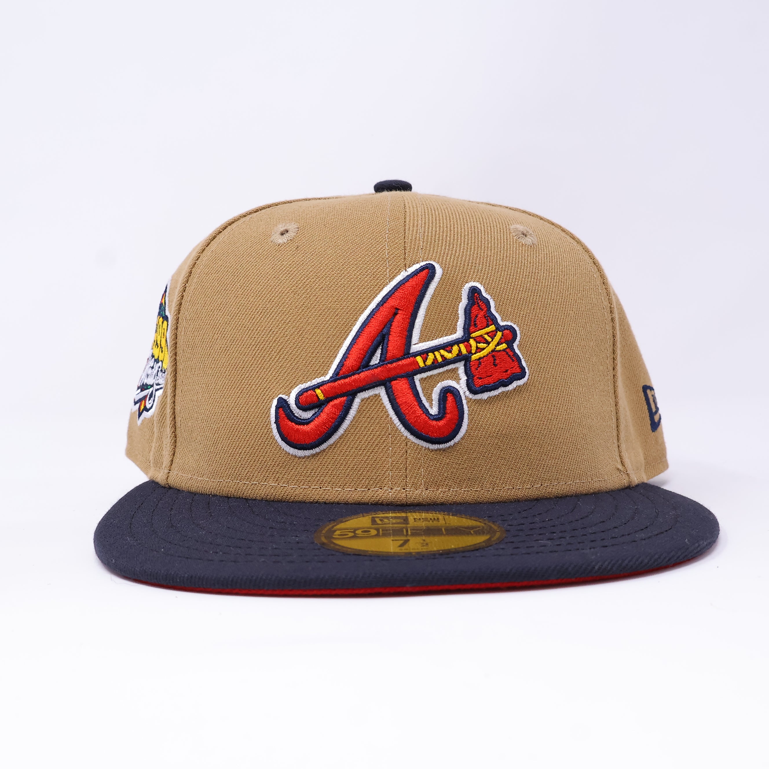 NWT 1/2 Tan Atlanta Braves 1999 World Series 59FIFTY New Era Fitted Hat Cap