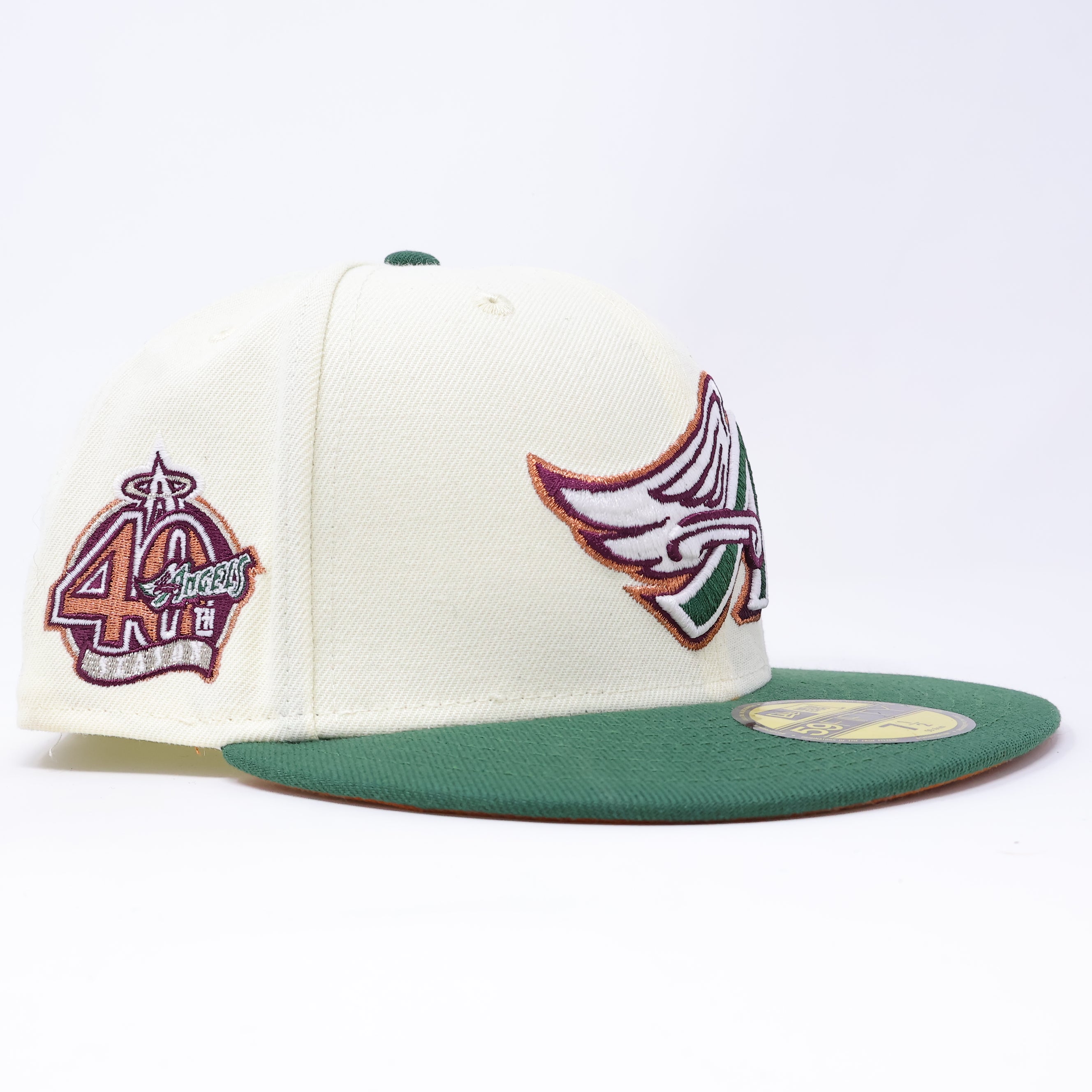 NWT 1/2 Cream Los Angeles Angels 40th Anniversary 59FIFTY New Era Fitted Hat Cap
