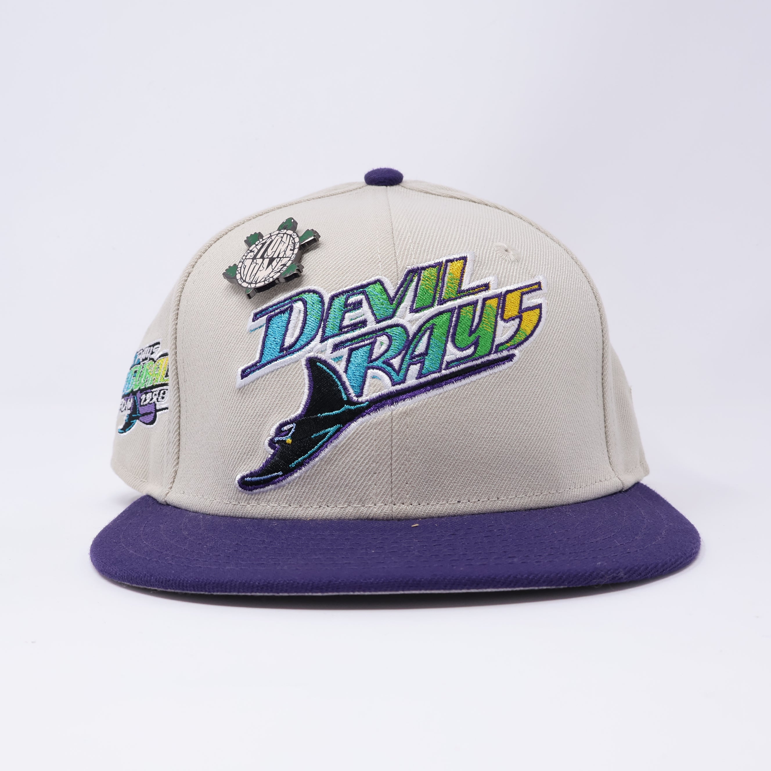 USED 1/8 Stone Tampa Devil Rays Inaugural Season 59fifty New Era Fitted Hat Cap