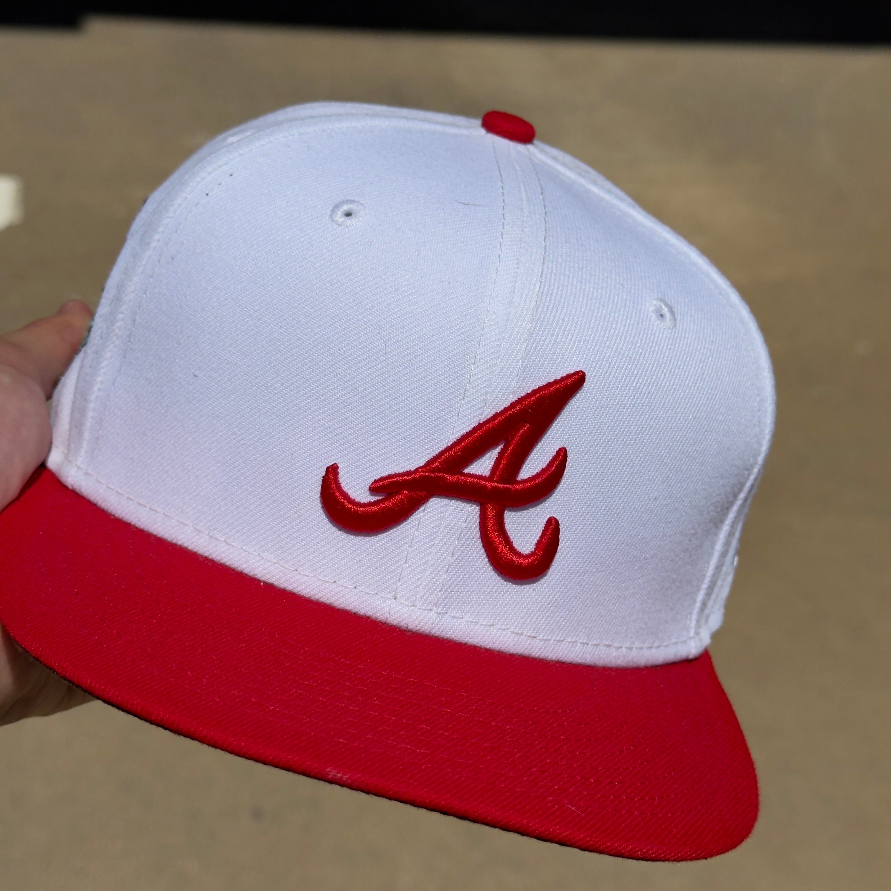 USED 3/8 White Atlanta Braves 1992 World Series 59FIFTY New Era Fitted Hat Cap