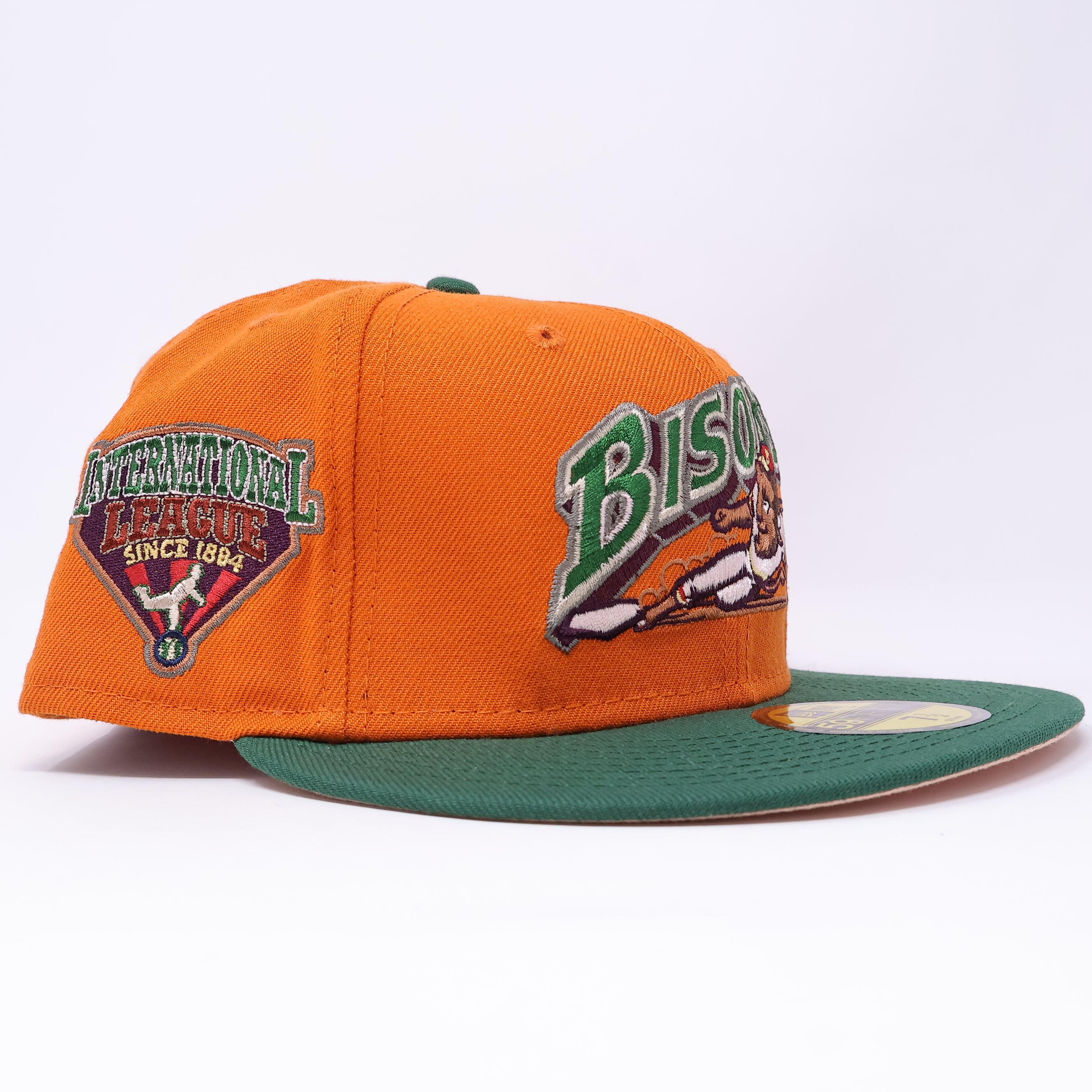 NWT 1/2 Orange Buffalo Bisons International League 59FIFTY New Era Fitted Hat Cap