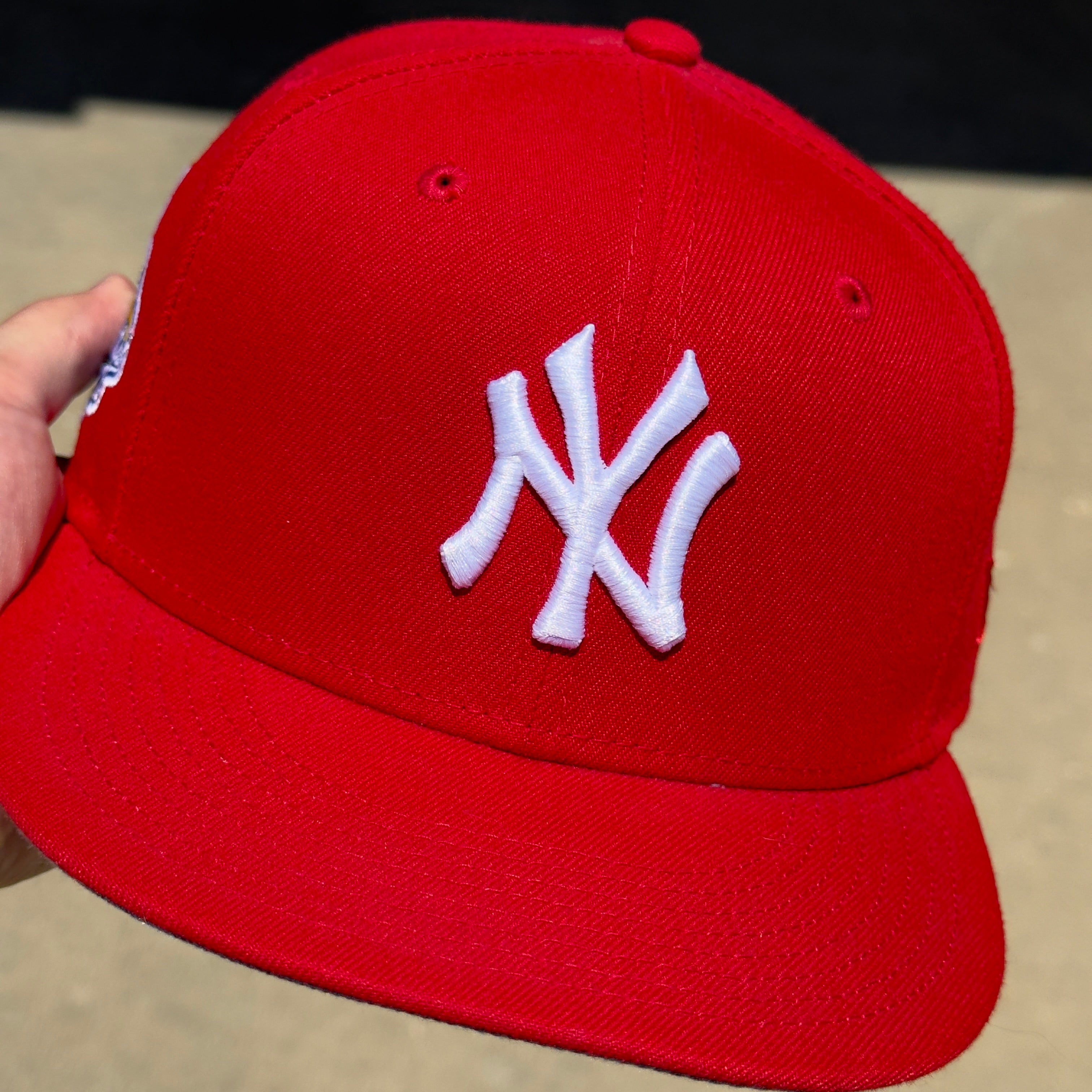 USED 3/8 Red New York Yankees 1999 World Series Icy 59FIFTY New Era Fitted Hat Cap