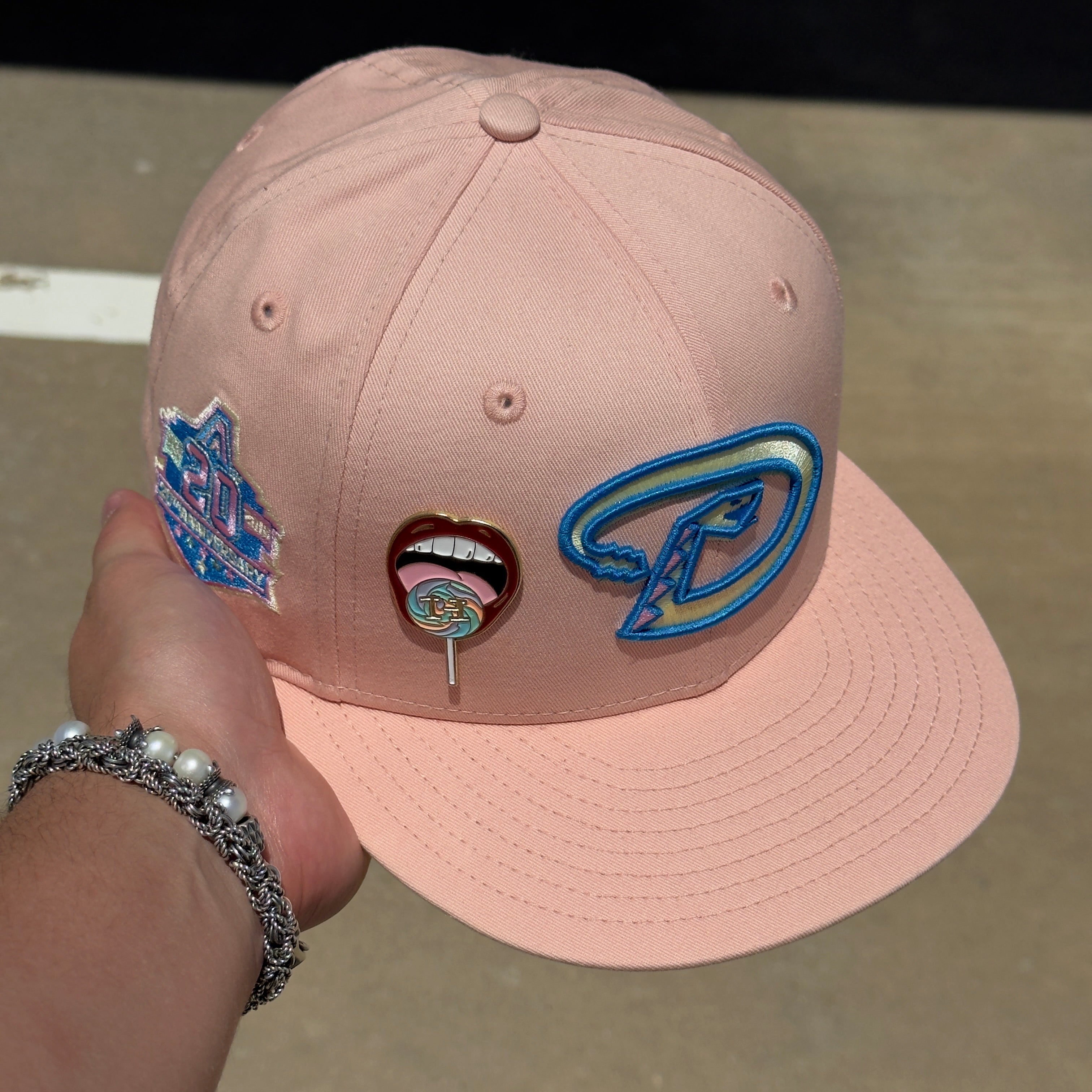 USED 3/8 Pink Arizona Diamondbacks 20th Anniversary 59FIFTY New Era Fitted Hat Cap