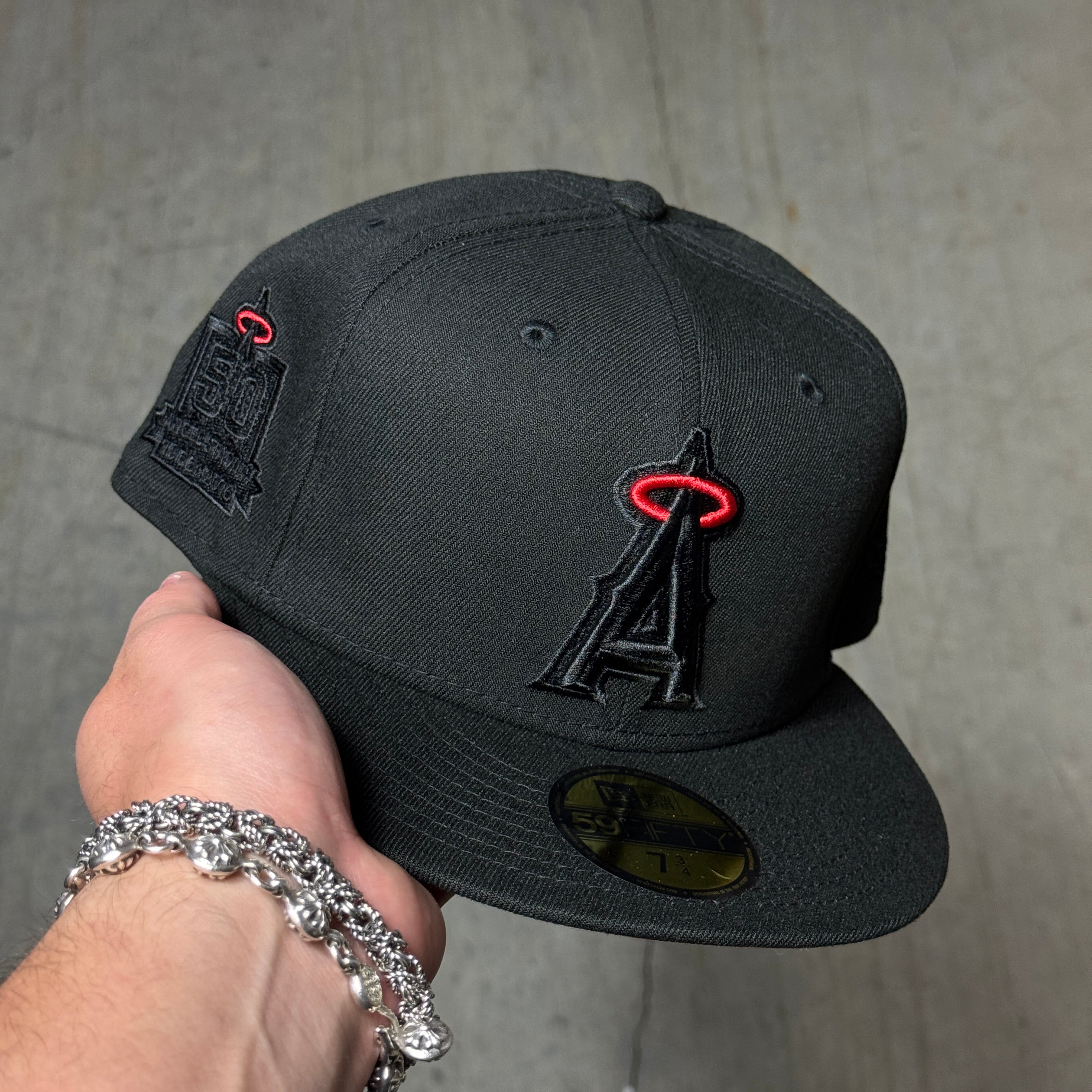 NWT Black Los Angeles Angels 50th Anniversary 59fifty New Era Fitted Hat Cap