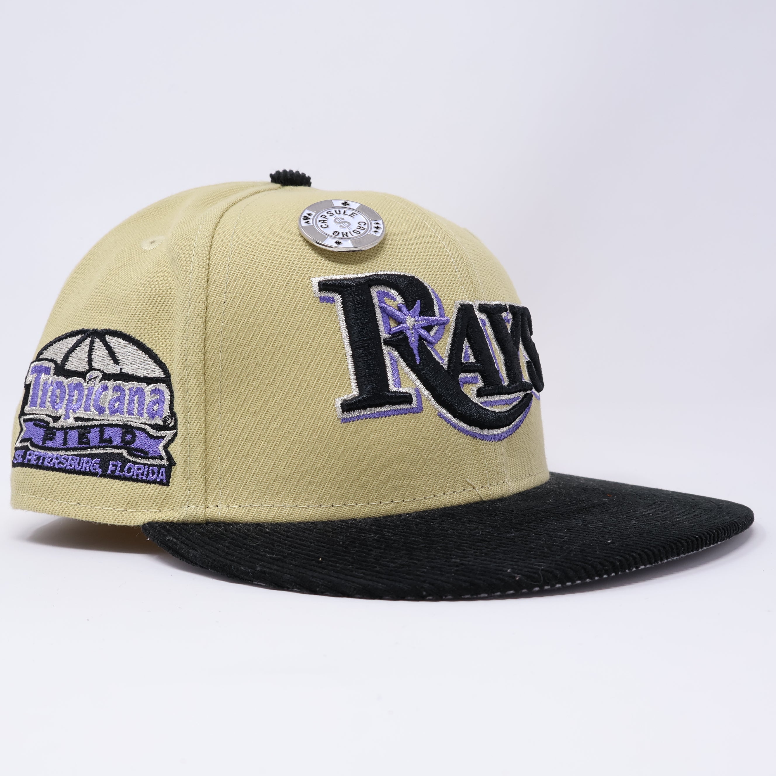 USED 1/8 Khaki Tampa Devil Rays Tropicana Field 59fifty New Era Fitted Hat Cap