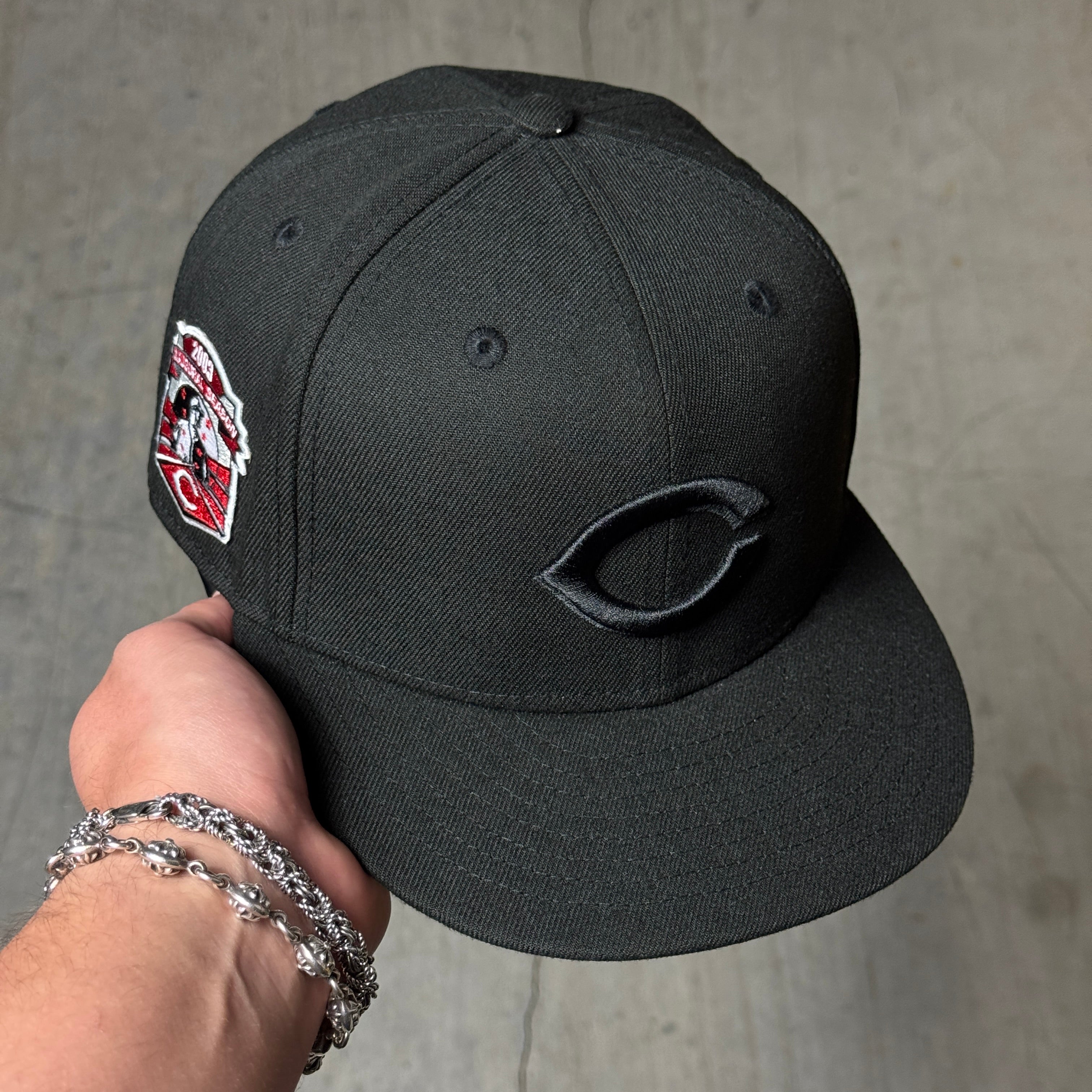 USED 3/8 Black Cincinnati Reds 2003 Inaugural Season 59fifty New Era Fitted Hat Cap