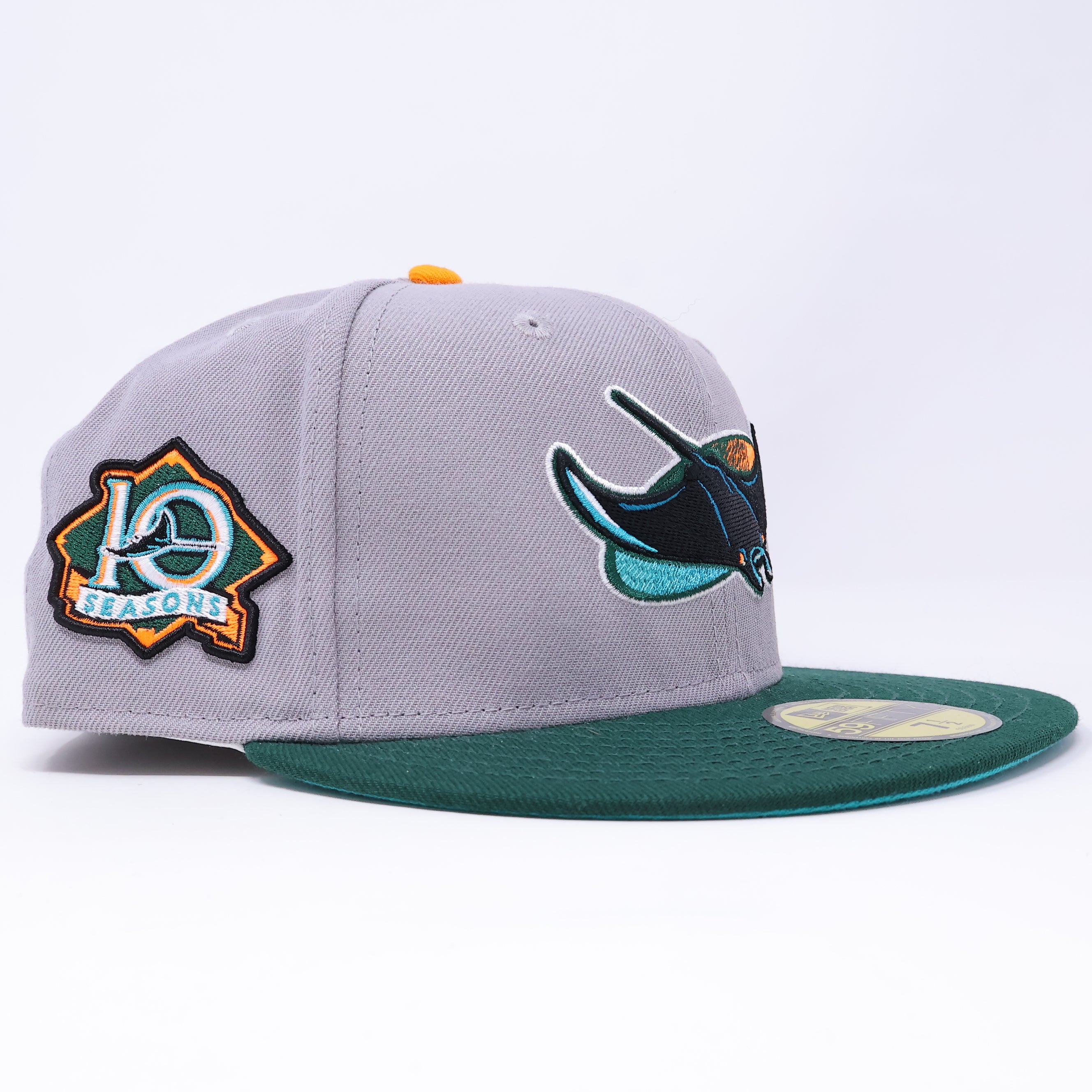 NWT 1/2 Grey Tampa Bay Rays 10 Seasons 59FIFTY New Era Fitted Hat Cap