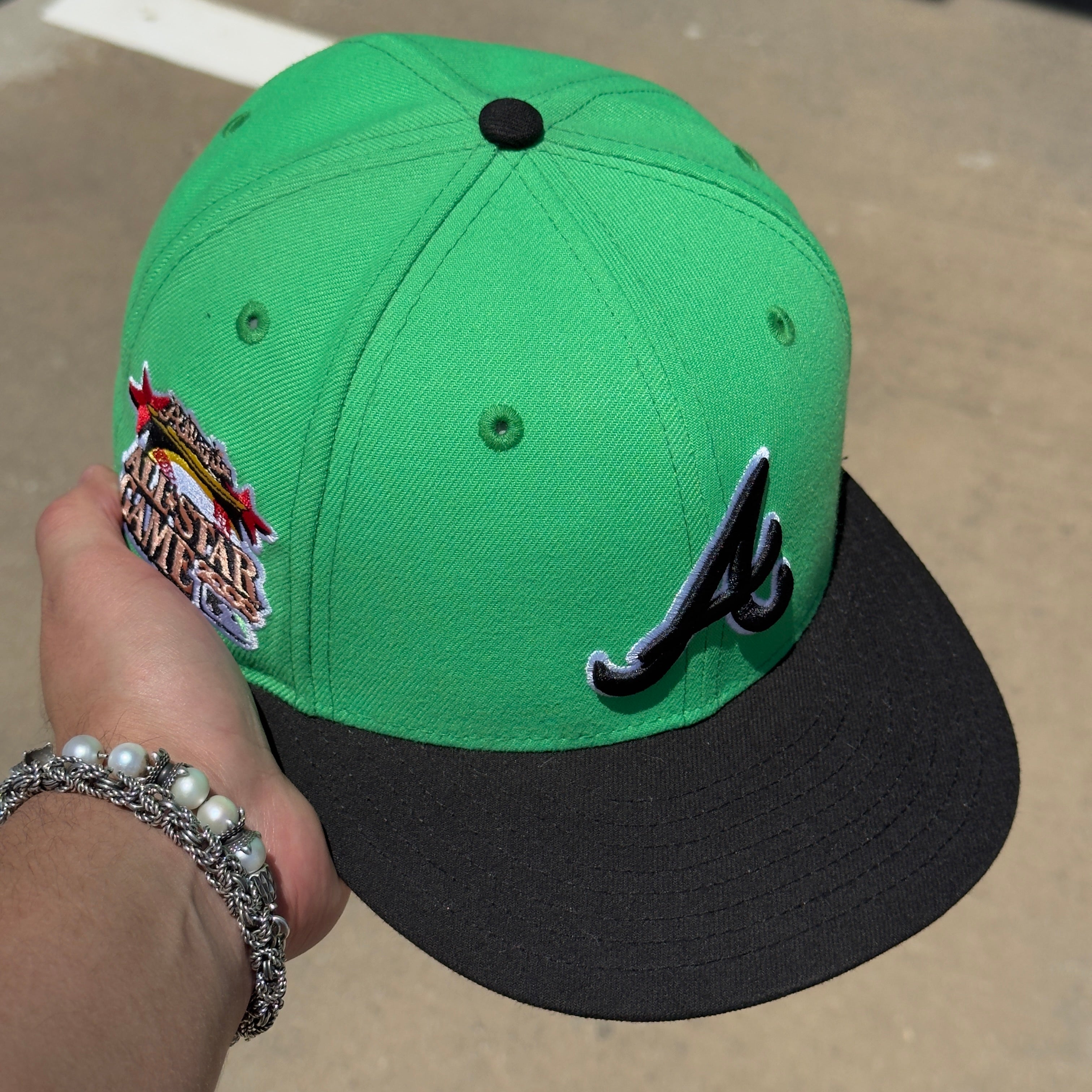 USED 3/8 Green Atlanta Braves All Star Game 2000 59FIFTY New Era Fitted Hat Cap