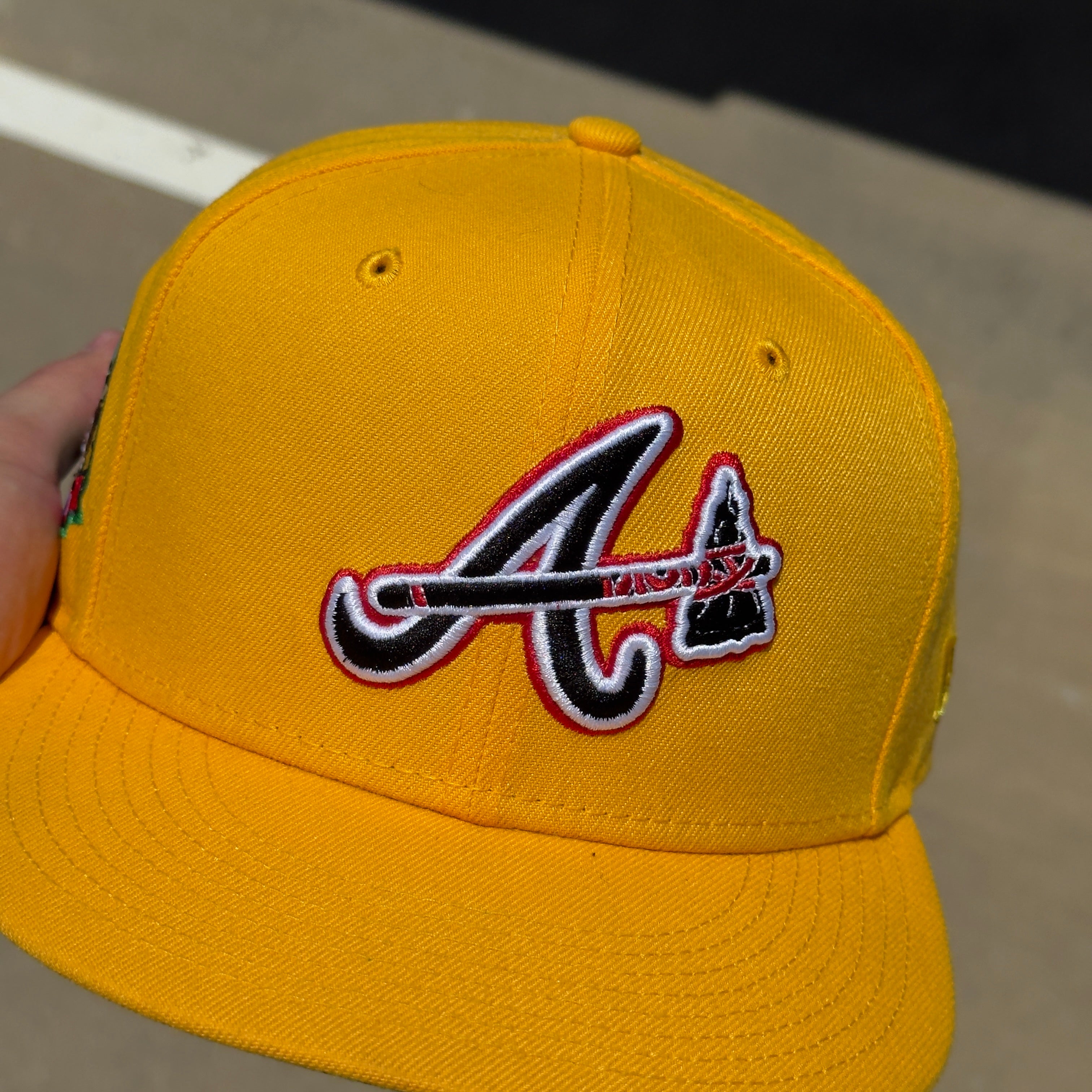 USED 3/8 Yellow Atlanta Braves Inaugural Season 2017 59FIFTY New Era Fitted Hat Cap