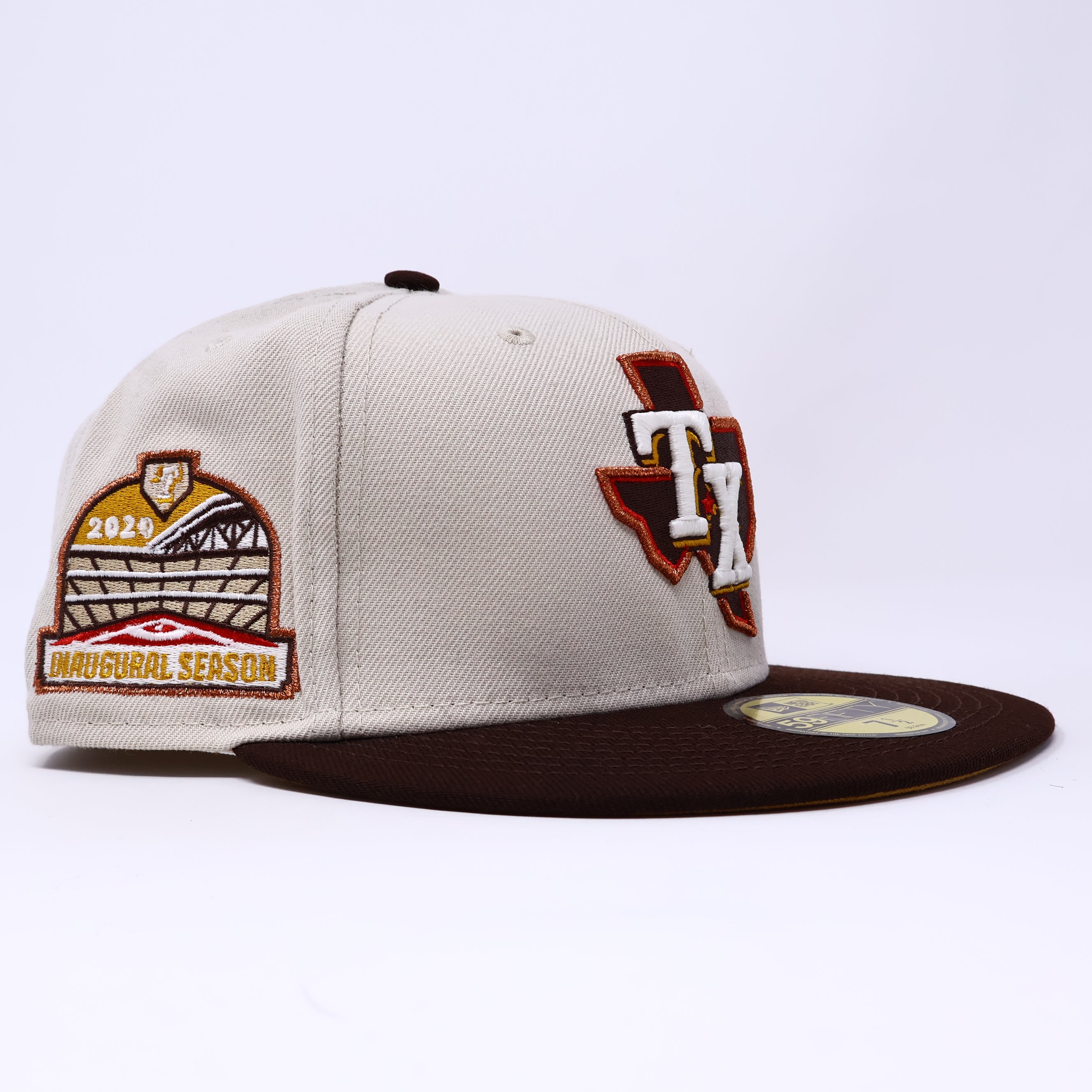 NWT 1/2 Stone Texas Rangers 2020 Inaugural 59FIFTY New Era Fitted Hat Cap