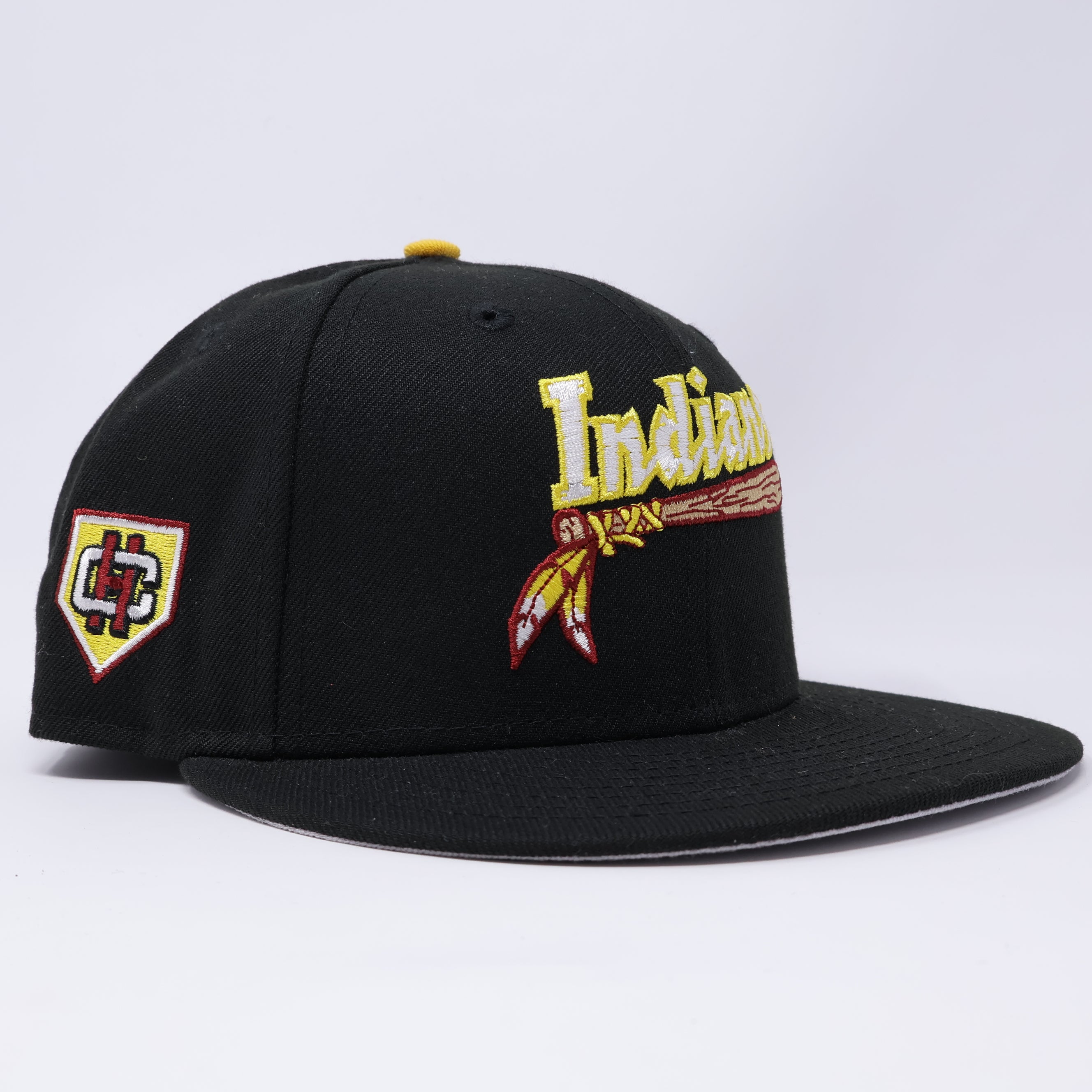 USED 1/8 Black Kinston Indians Minor League HC Logo 59fifty New Era Fitted Hat Cap